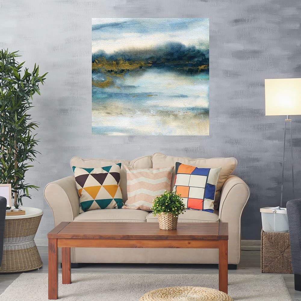 Golden Marshlands Fine Art Canvas Wall Decor by Carol Robinson - 22x22 Inch Ready to Hang Painting for Living Room, Bedroom, Office & More - Perfect for Home, Office & Commercial Spaces