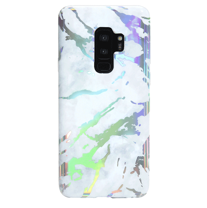 Holo White Marble Phone Case for Samsung Galaxy S21/S20/Note 20 - Premium Protective Cover with Glitter Design - Perfect for Everyday Use, Work & Travel