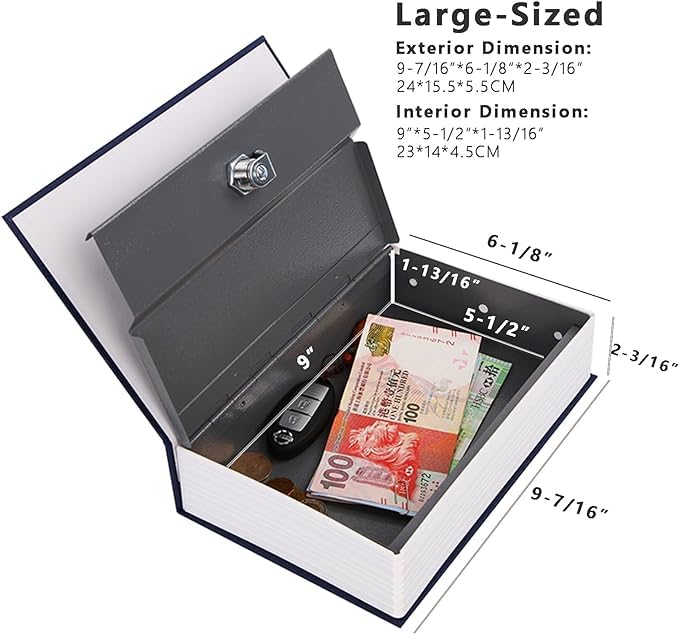 SEPOX® Twins Safe Book Lock Box with Premium Combination Lock - Dorm Safe & Versatile Storage for Cash, Jewelry & Valuables - Authentic Paper Cover & Sturdy Steel Interior - 2 Pack Large Book Safe for Home, Office, Travel Security