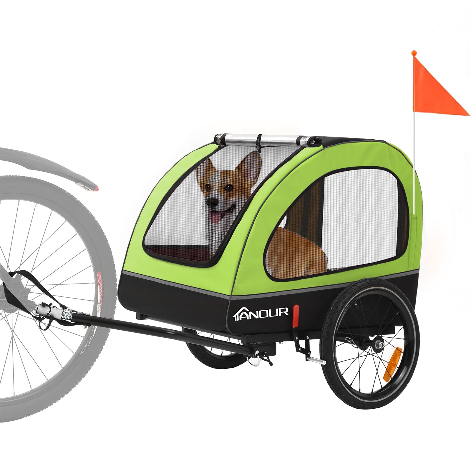ANOUR Dog Bike Trailer - Heavy Duty Pet Bicycle Buggy for Small & Medium Dogs Up to 88lbs - Perfect for Cycling Adventures, Park Rides & Outdoor Travel with Your Furry Friend
