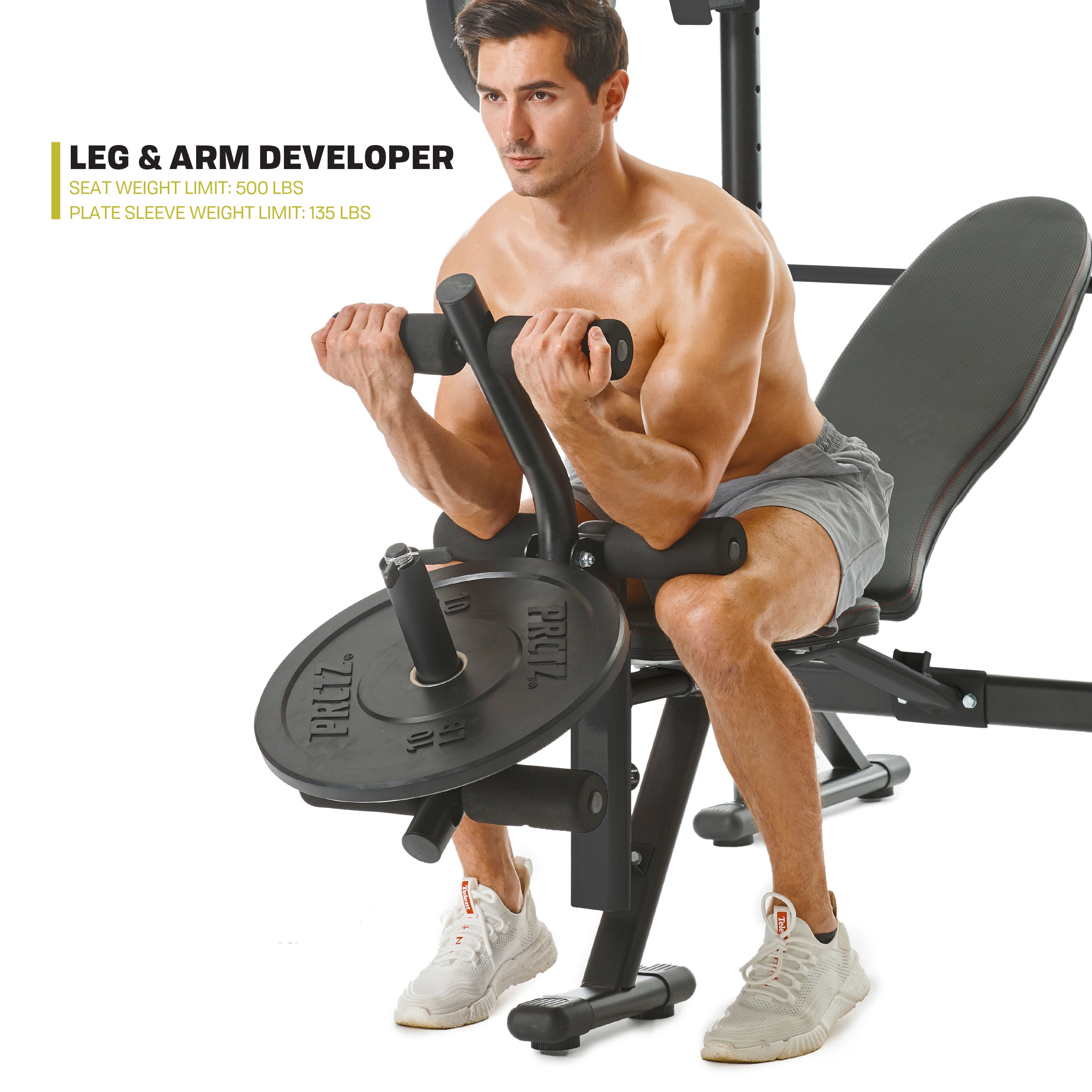 PRCTZ Adjustable Weight Bench with Olympic Squat Rack - Multi-Functional Home Gym Equipment for Strength Training, Arm & Leg Developer with Preacher Pad - Perfect for Home Workouts, Bodybuilding & Fitness Training