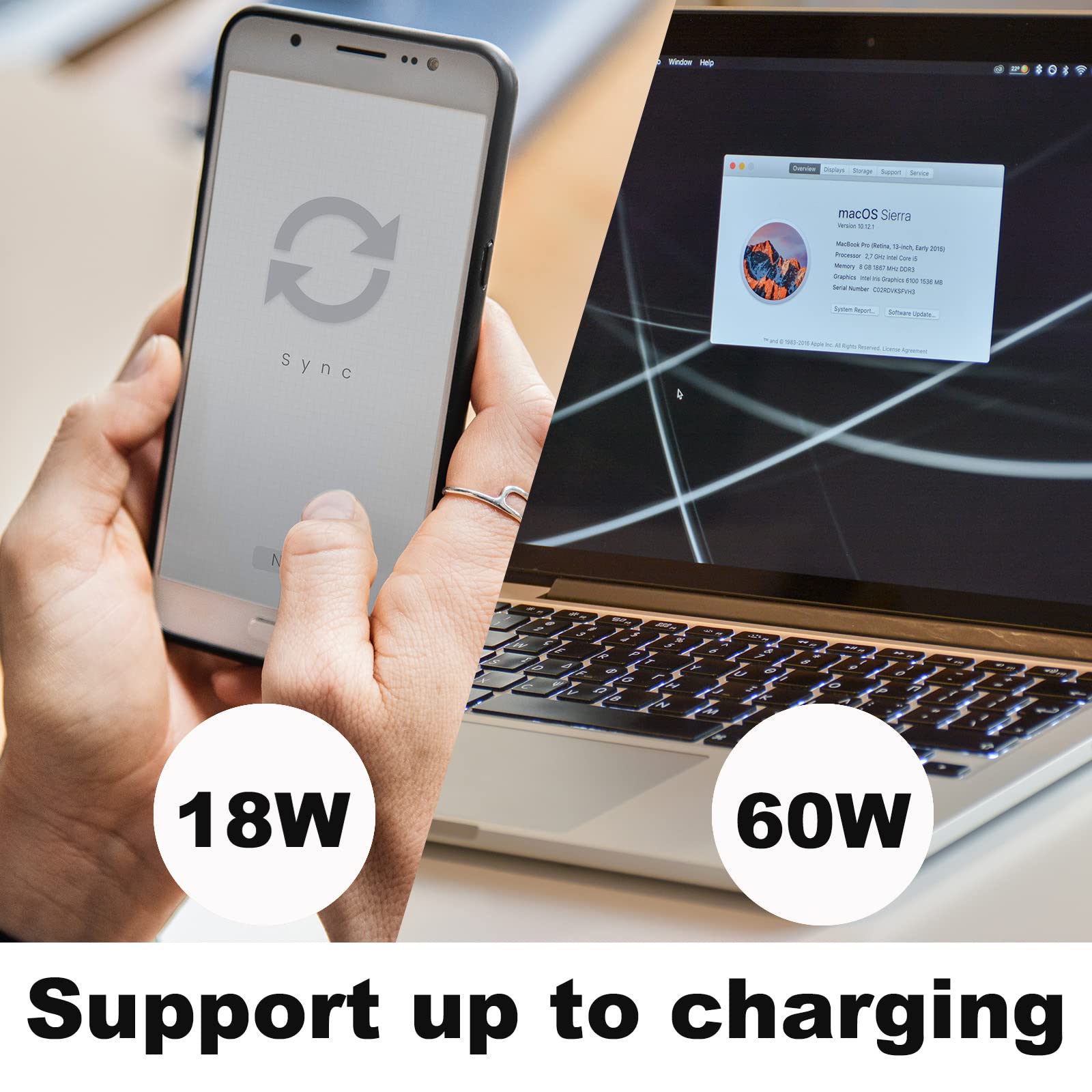 4-in-1 USB C Hub with 60W Fast Charging - USB 3.0 & 2.0 Ports Adapter for MacBook Air/Pro, iPad Pro, Laptops - Compact Multi-Port Splitter for Home Office & Travel Accessories