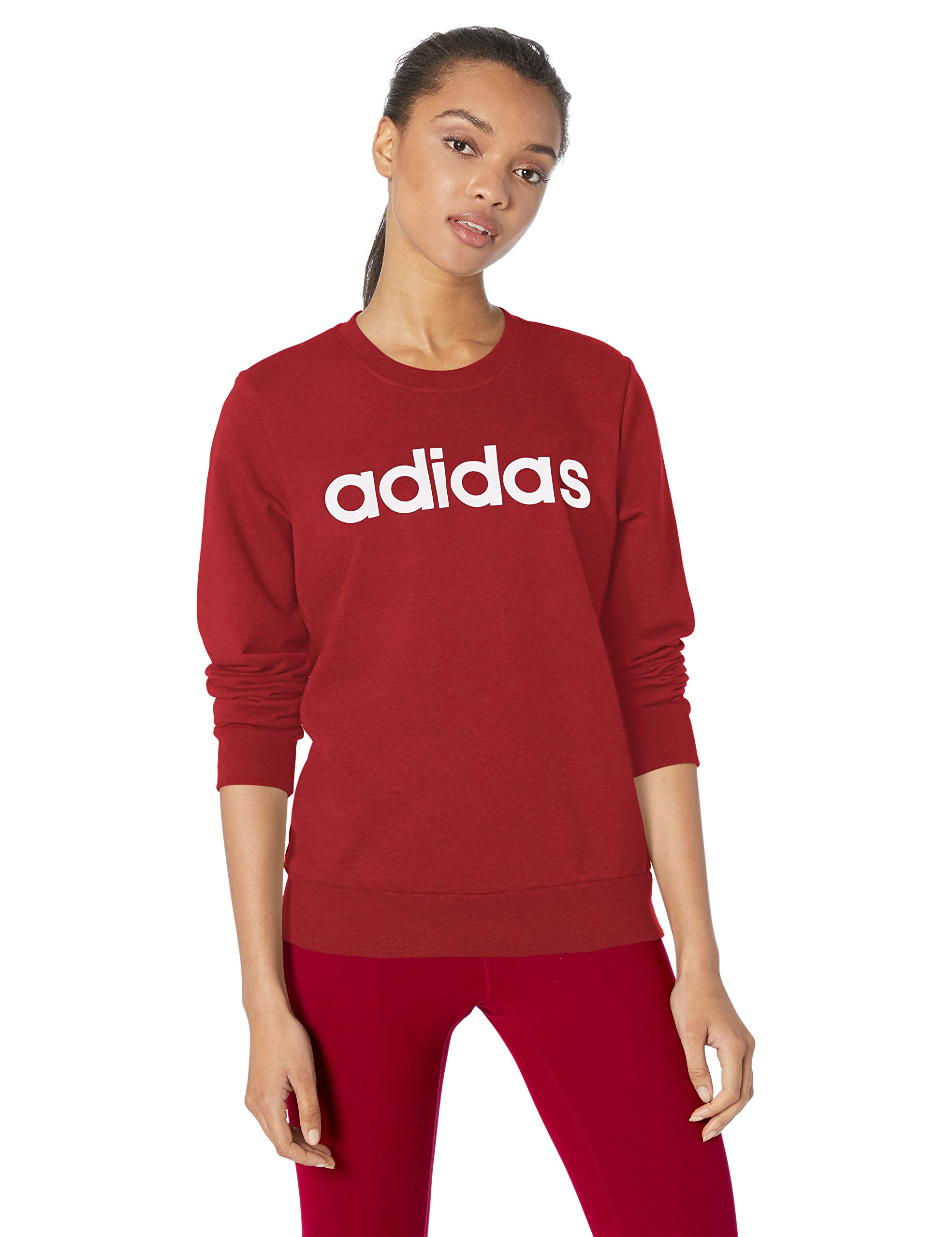 Adidas Women's Essentials Linear Sweatshirt - Soft Fleece Pullover Hoodie for Casual Wear, Gym & Lounge | Trendy Streetwear Fashion