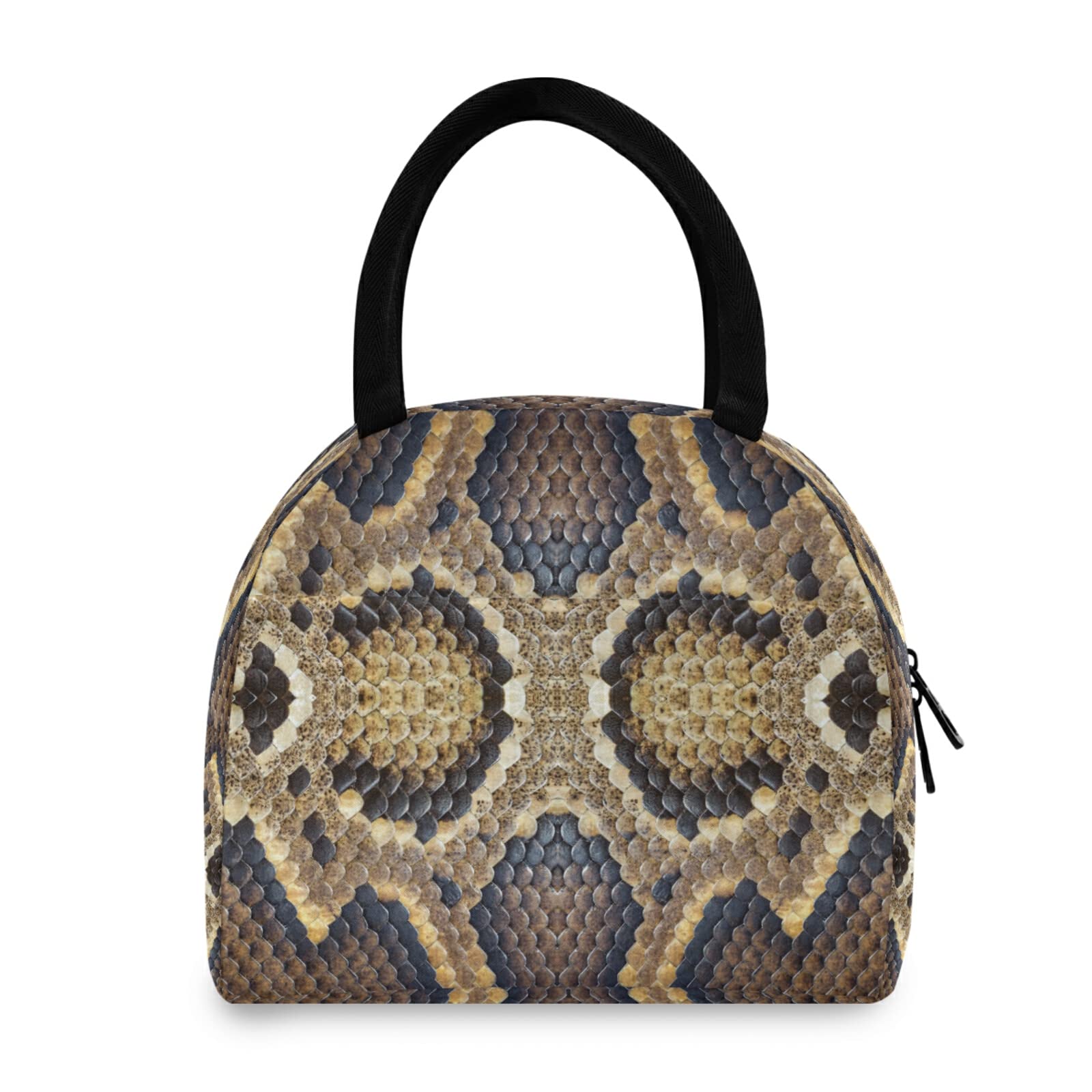 Insulated Snake Print Lunch Bag for Men & Women - Reusable Thermal Cooler Tote for Work, Office, School & Picnic - Eco-Friendly & Leak-Proof Lunch Box