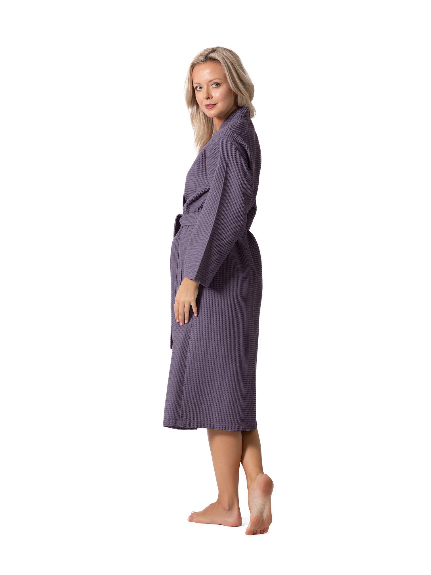 Premium Turkish Linen Waffle Knit Women's Kimono Robe - Ultra Soft & Quick Dry Lightweight Bathrobe - Perfect for Spa, Beach Cover Up & Lounge Wear