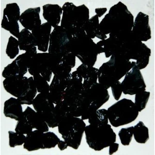 Recycled Chunky Black Glass - Size 1-0.13-0.25 Inch - 1 Pound - Perfect for DIY Crafts, Jewelry Making, and Home Decor