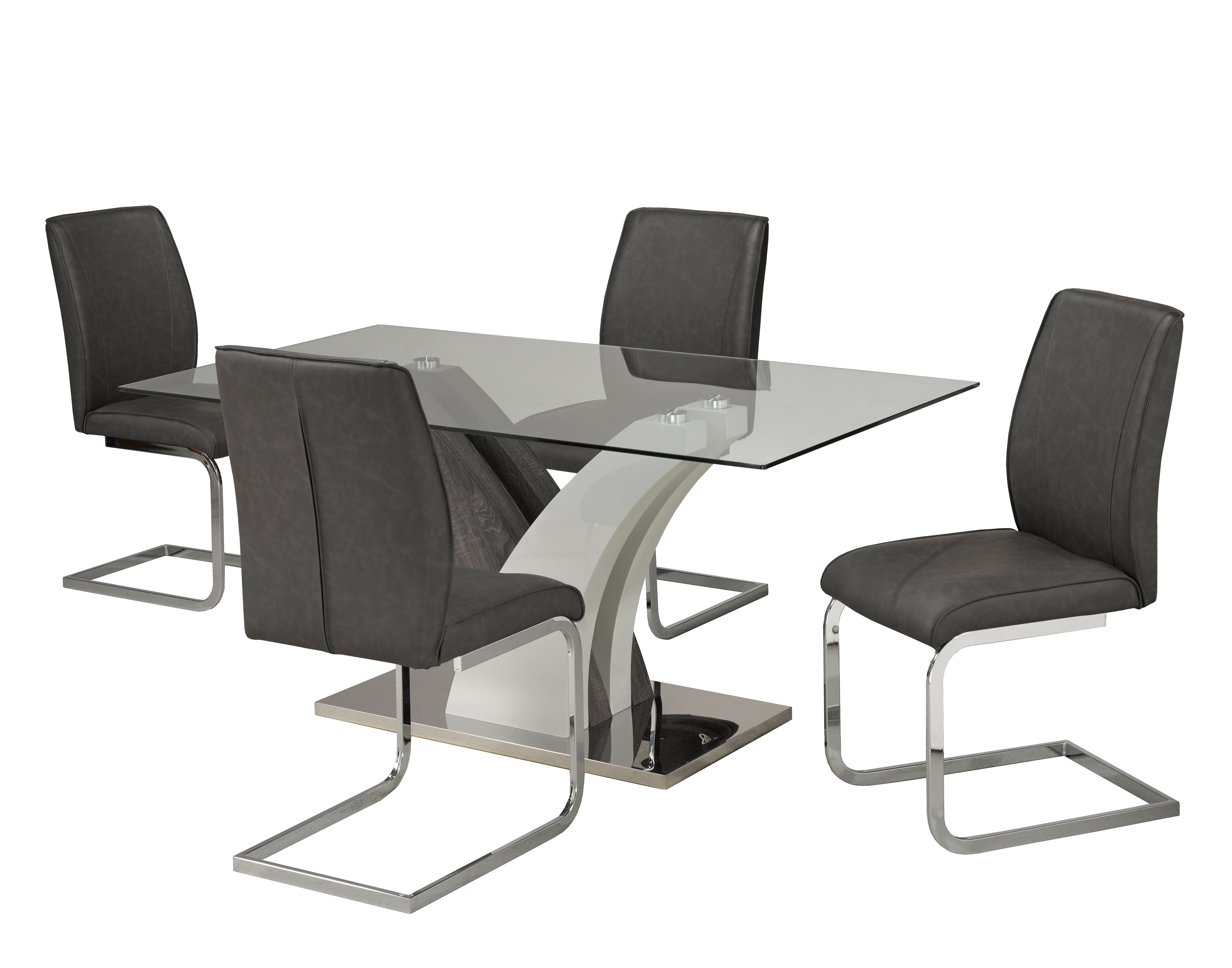 5-Piece Grey Dining Set - Modern Kitchen & Dining Room Table Chairs for Small Spaces, Home & Office Use