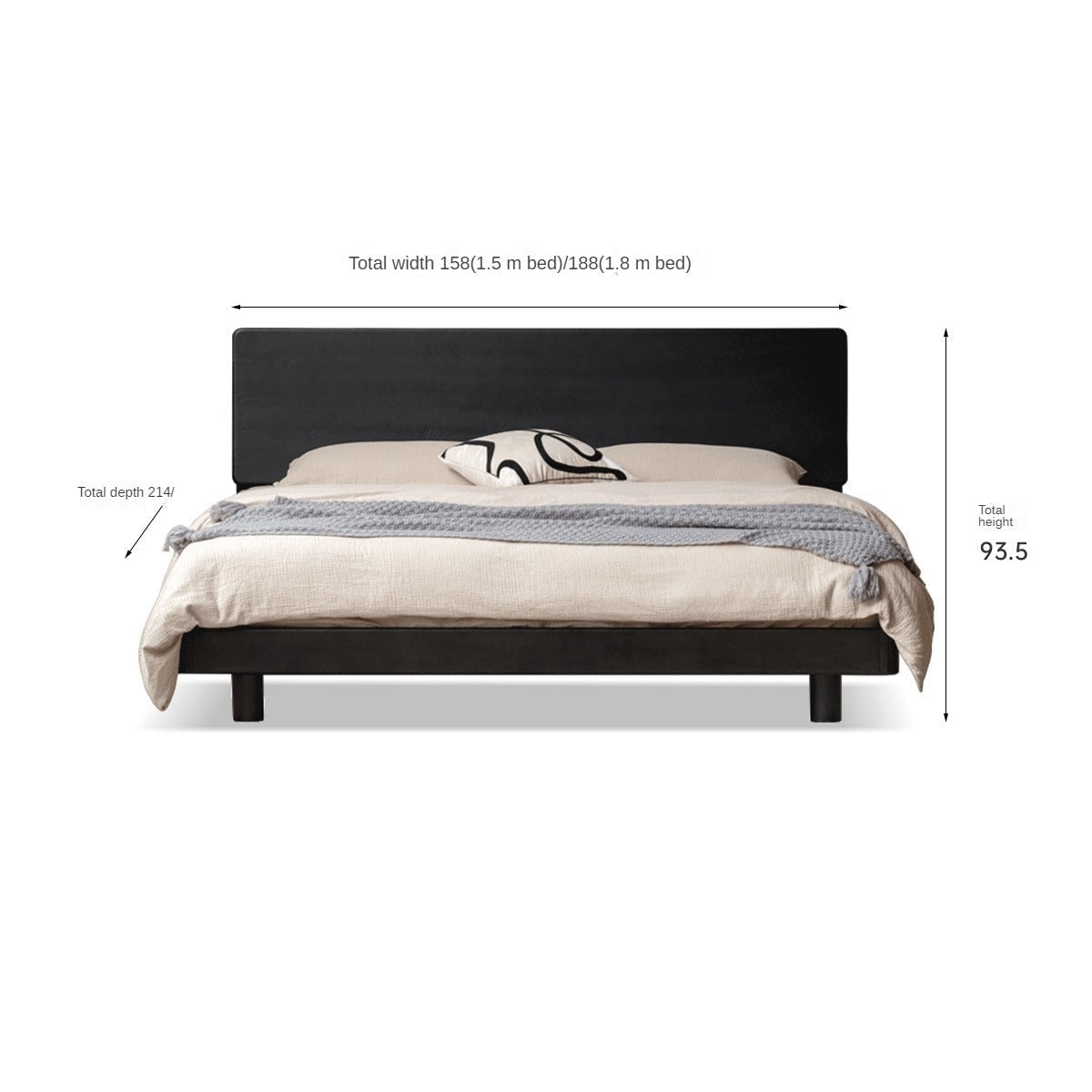 Solid Oak Wood Luminous Floating Bed Frame - Modern Platform Bed with LED Lighting for Bedroom, Guest Room or Dorm