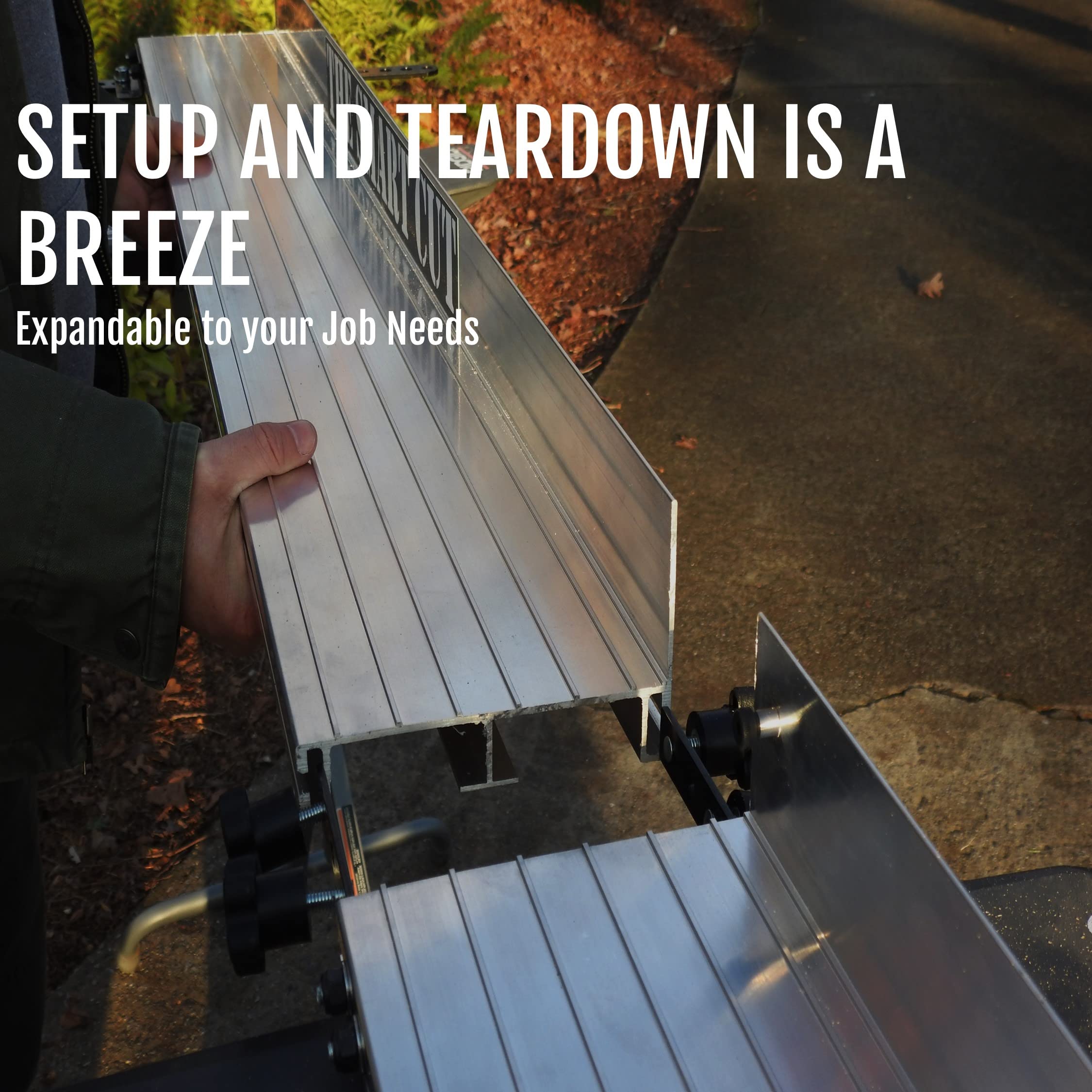 Universal Aluminum Saw Fence 18ft - Lightweight & Portable for Miter/Chop Saw Stands | Jobsite Setup