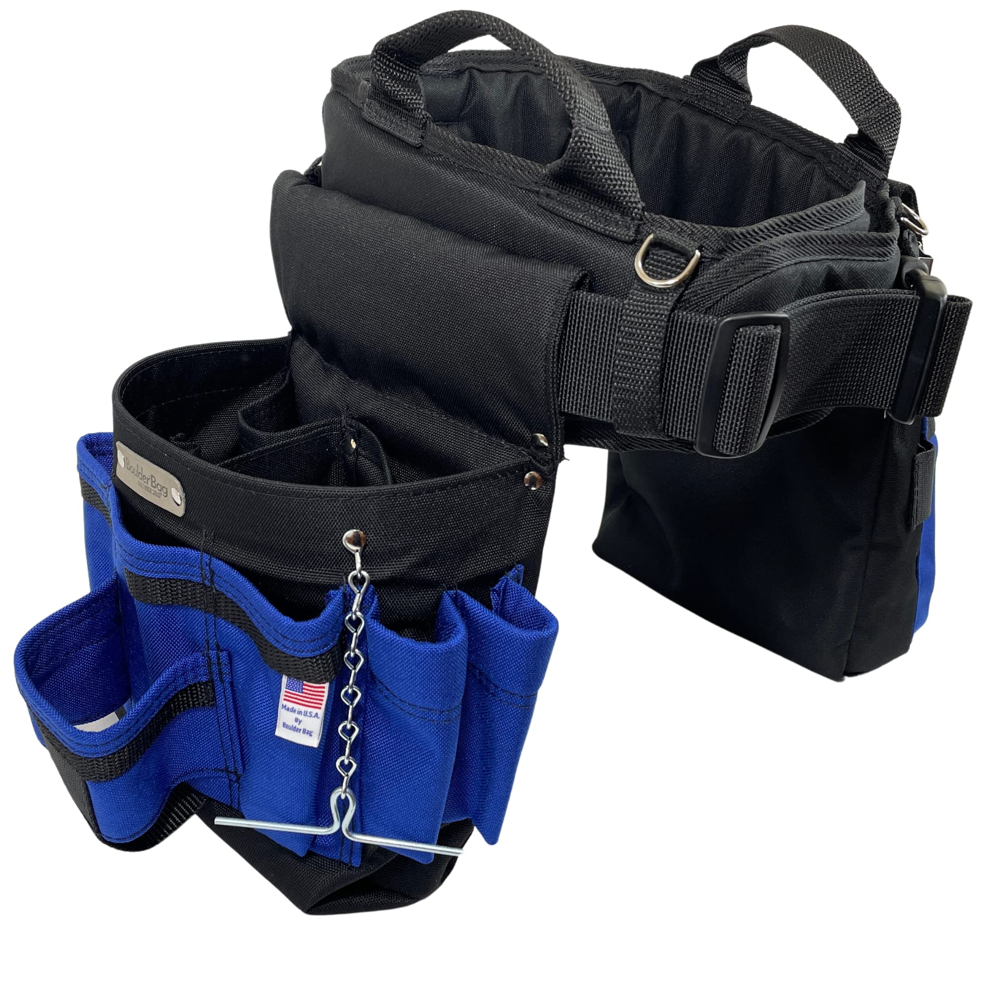 BOULDER BAG Ultimate Electrician's MAX Combo Tool Belt with Comfort Back Support & Quick Release Buckle - Heavy Duty Work Belt for Professionals (Blue, 3X-Large 49-56 Inch Waist) - Made in USA | Perfect for Electrical Work, Construction & Home Improvement Projects