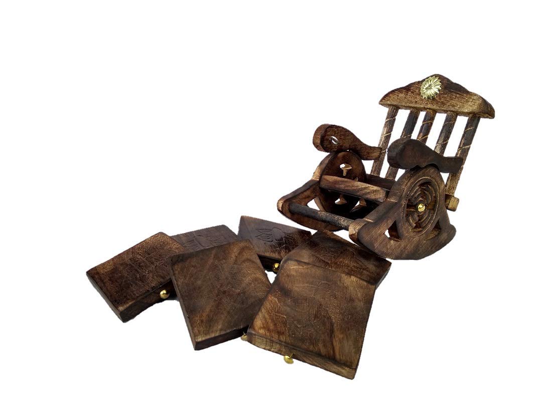 Handmade Wooden Tea Coaster Set of 6 - Brown Chair Coasters for Table Protection | MFS Craft World | Perfect for Coffee Tables, Dining Tables, and Home Decor