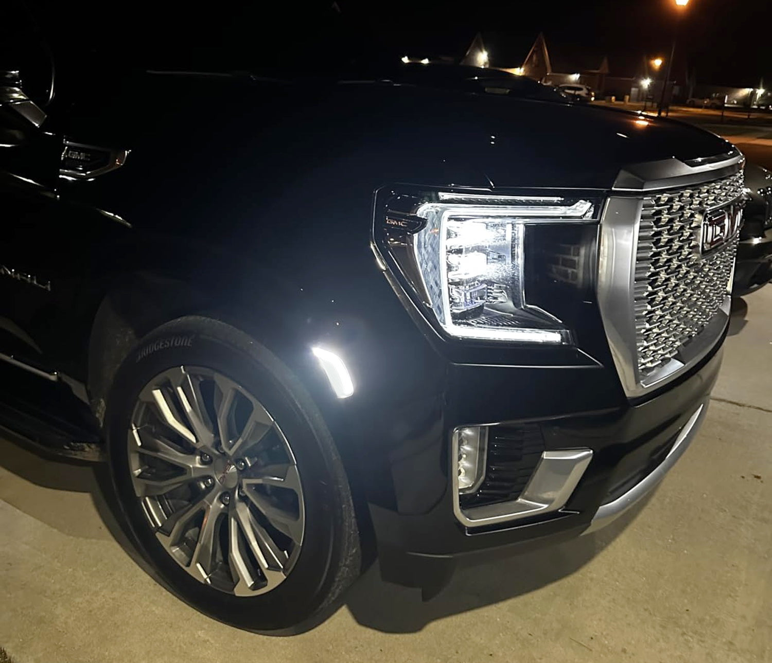 Clear Bold Arch White LED Front Side Markers for 2021-2024 GMC Yukon, Chevy Suburban, Cadillac Escalade - Enhanced Visibility & Style for Night Driving & Custom Builds