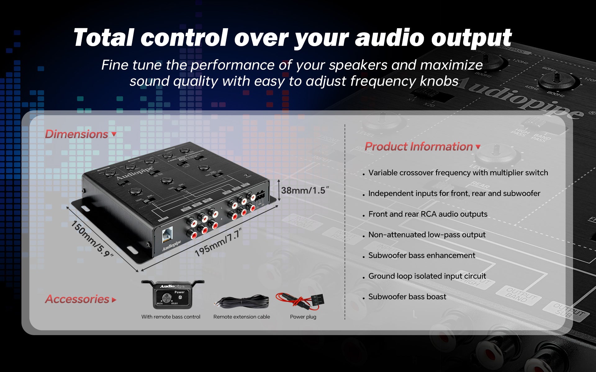 3-Way Active Crossover with Bandpass Filter for Car Audio Systems - XV-3-V15BP - Perfect for Home Theater & Professional DJ Setups