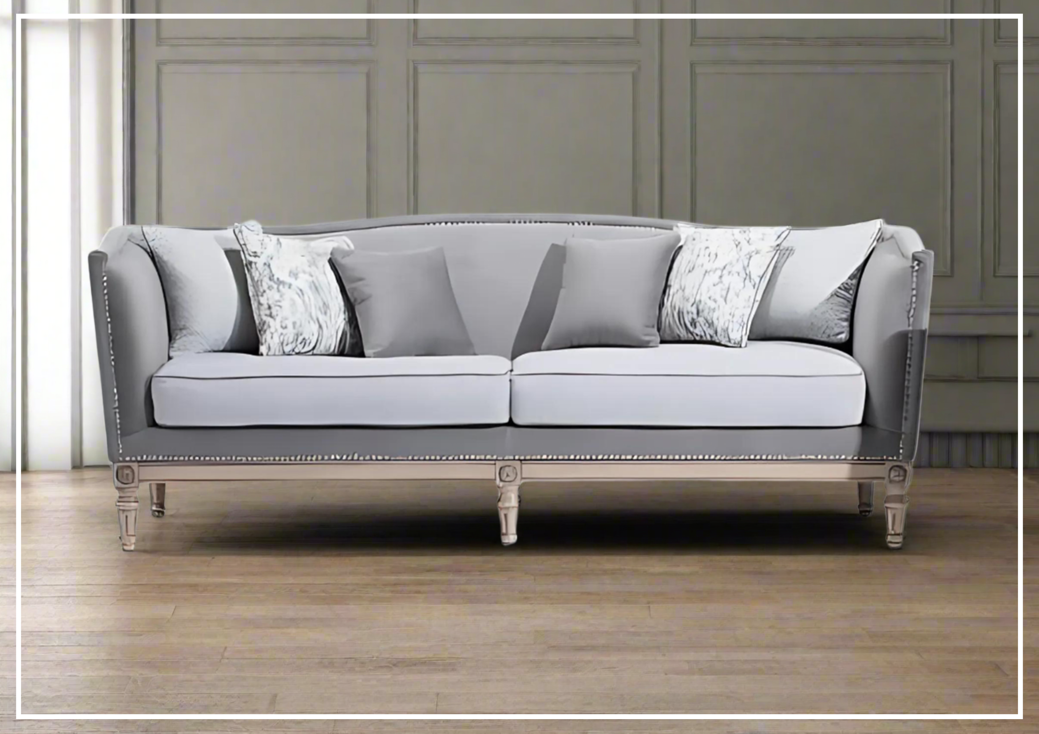 Klaussner Helios 3-Seater Sofa with Nailhead Trim - Modern Living Room Furniture for Home & Office Comfort