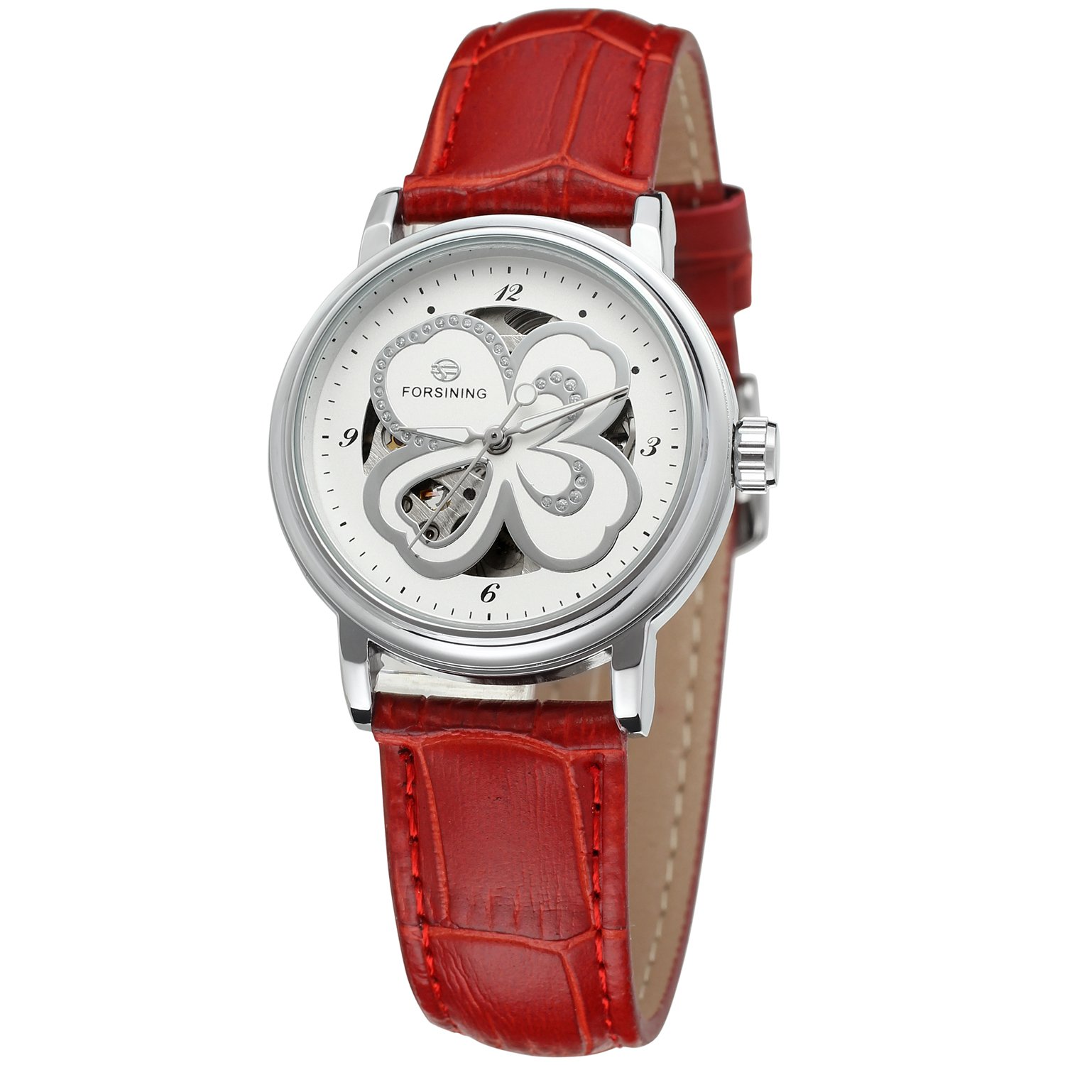 FORSINING Women's Automatic Skeleton Watch - Leather Strap for Office & Party