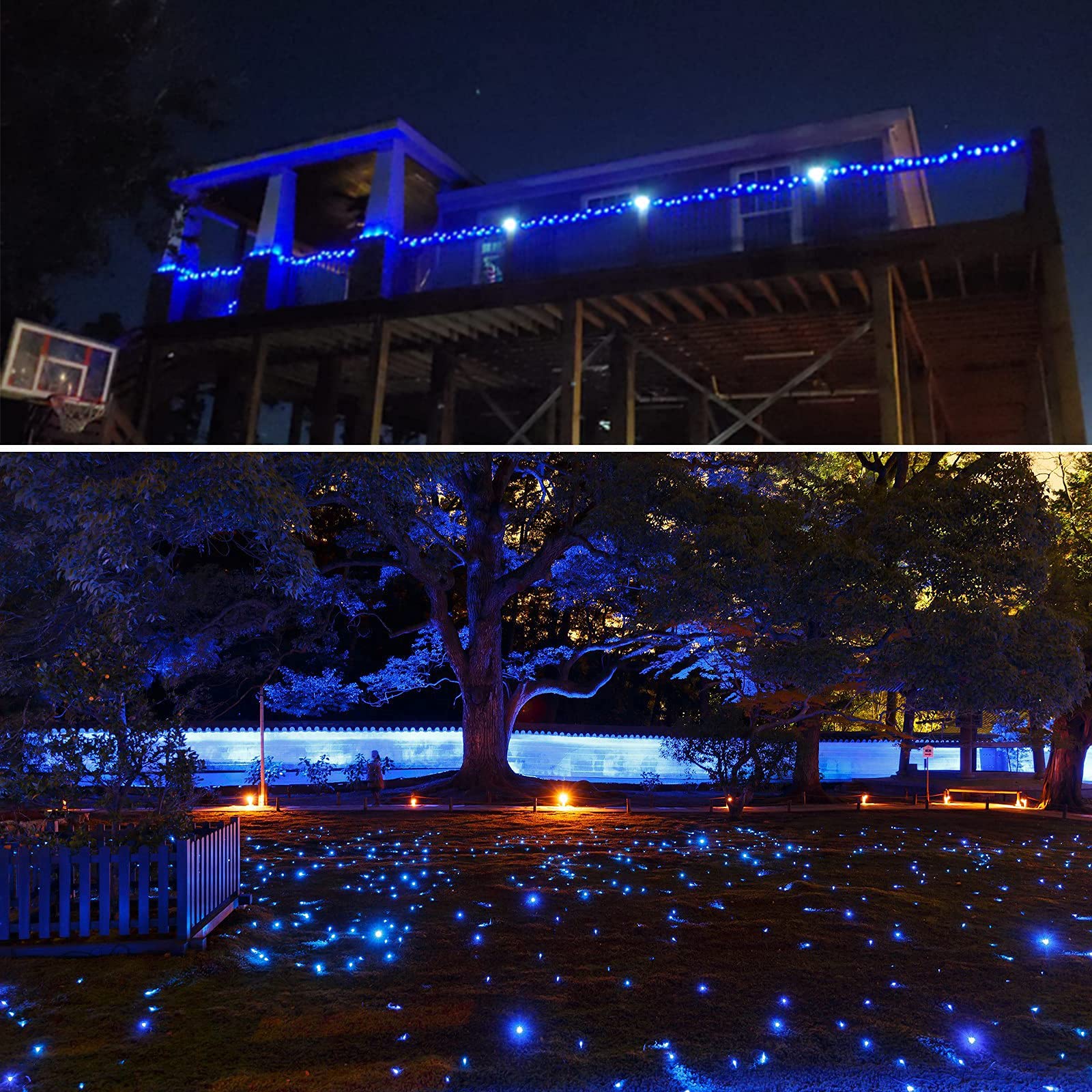 2-Pack 66FT 200 LED Blue Christmas Lights - Super Bright Waterproof Indoor/Outdoor String Lights for Xmas Tree Decorations, Bedroom, Party, Garden & Patio - Perfect for Holiday Decor, Wedding, Backyard & Christmas Party Lighting