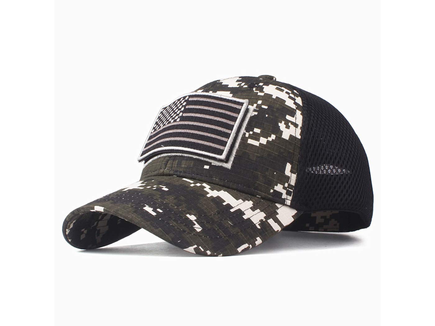 Anna-Kaci Camouflage Tactical Baseball Cap with USA Flag Patch - Military Style Trucker Hat for Outdoor, Hunting & Special Forces Enthusiasts