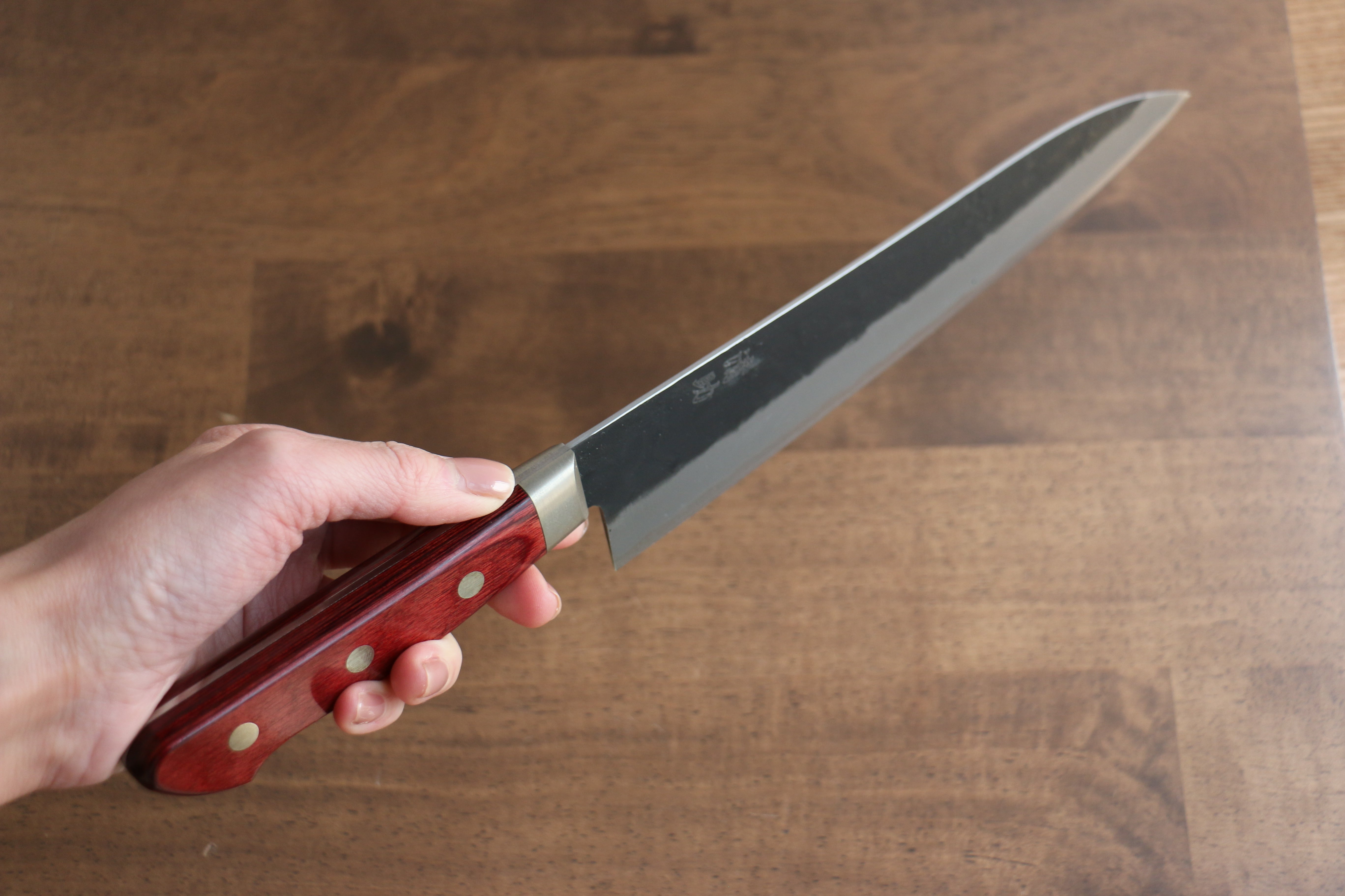 Premium Seisuke Kuronashi Blue Super Nashiji Kurouchi Gyuto 210mm Chef Knife - Red Pakka Wood Handle - Japanese Kitchen Knife for Slicing, Dicing, and Precision Cutting