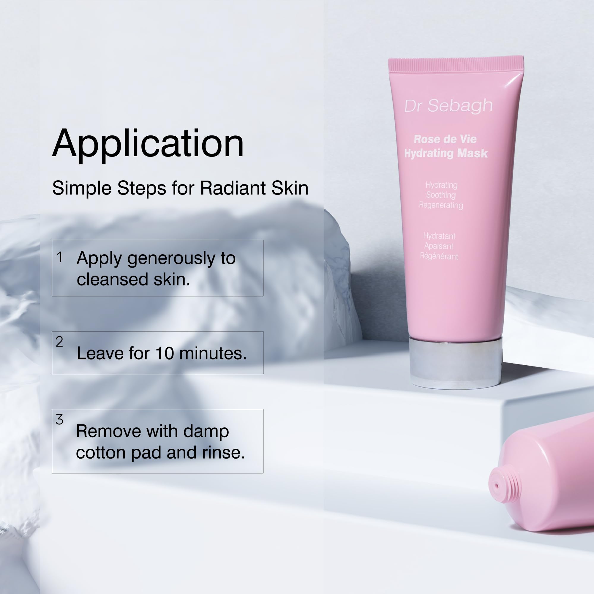 Rose de Vie Hydrating Face Mask for Glowing Skin - Overnight Moisturizing Sleep Mask with Hyaluronic Acid (3.38 fl oz) | Perfect for Jet Lag Recovery, Nighttime Skincare Routine & Post-Travel Revitalization