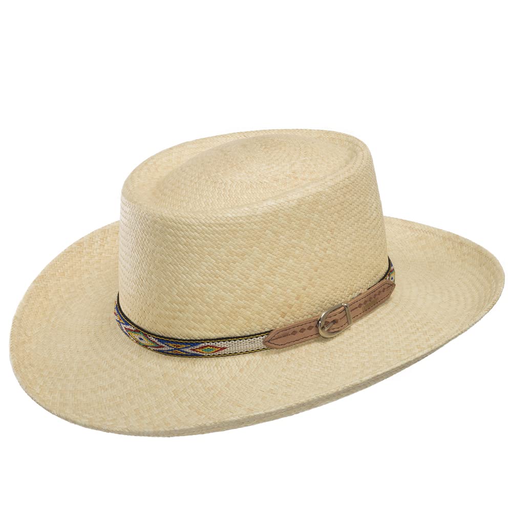 Brentwood Western Straw Cowboy Hat with Leather Hatband for Men & Women - Summer Outdoor Rodeo, Beach, and Garden Wear
