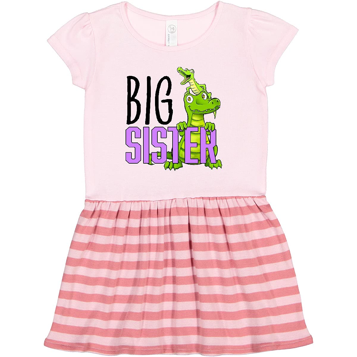 Inktastic Big Sister with Cute Alligators Toddler Dress - Adorable Alligator Print Sister Outfit for Baby Girls - Perfect for Family Photos, Birthday Parties & Sibling Matching Outfits