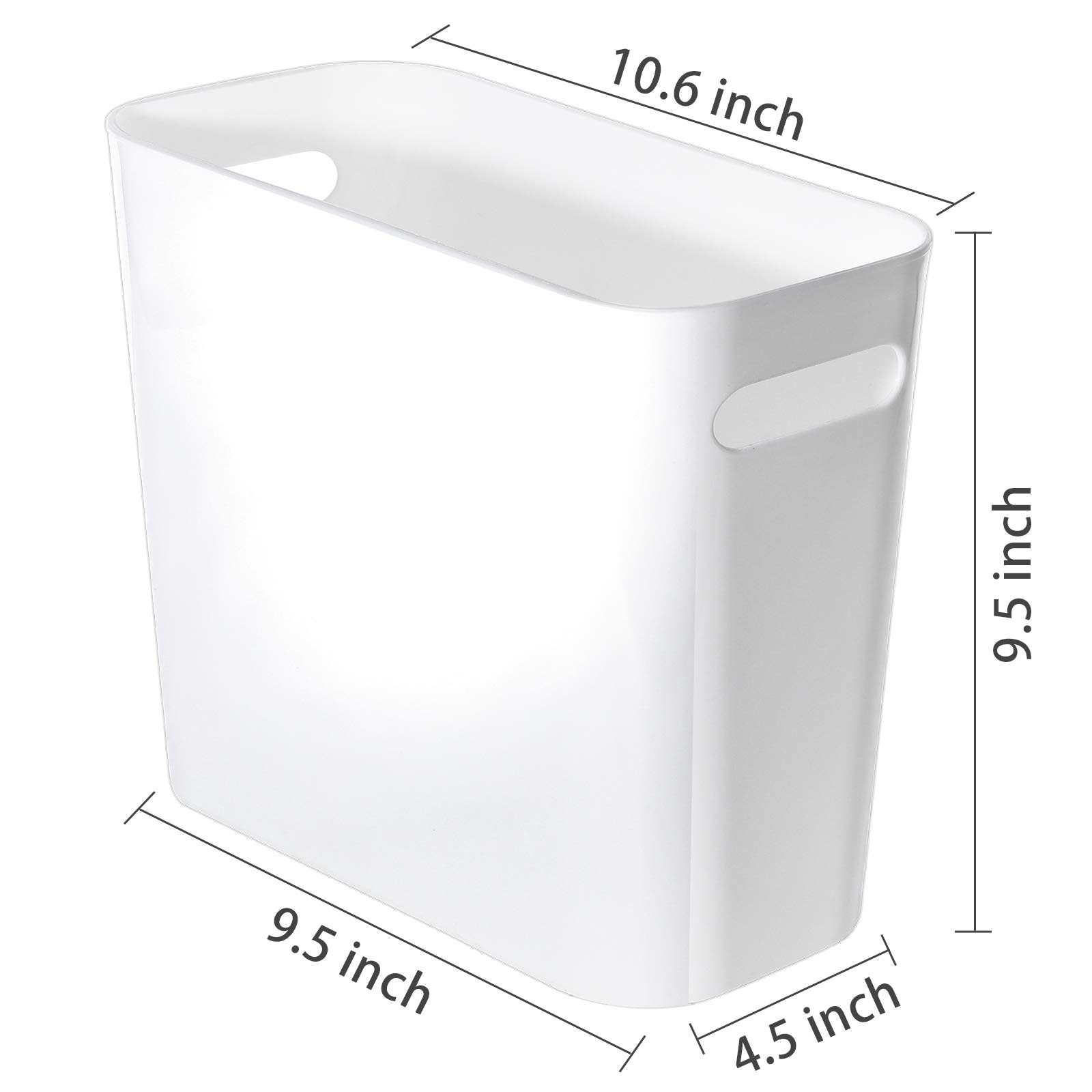 Youngever 1.5 Gallon Slim Plastic Trash Can with Handles - Small Garbage Bin for Kitchen, Bathroom, Office, Living Room & Study - Space Saving Waste Container (2 Pack, White) - Perfect for Small Spaces & Home Organization