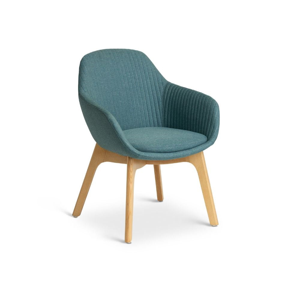 Ava Chair with Wooden Leg Base - Teal Fabric Upholstered Accent Chair for Living Room, Bedroom & Office - Modern Comfortable Seating Furniture for Home Decor