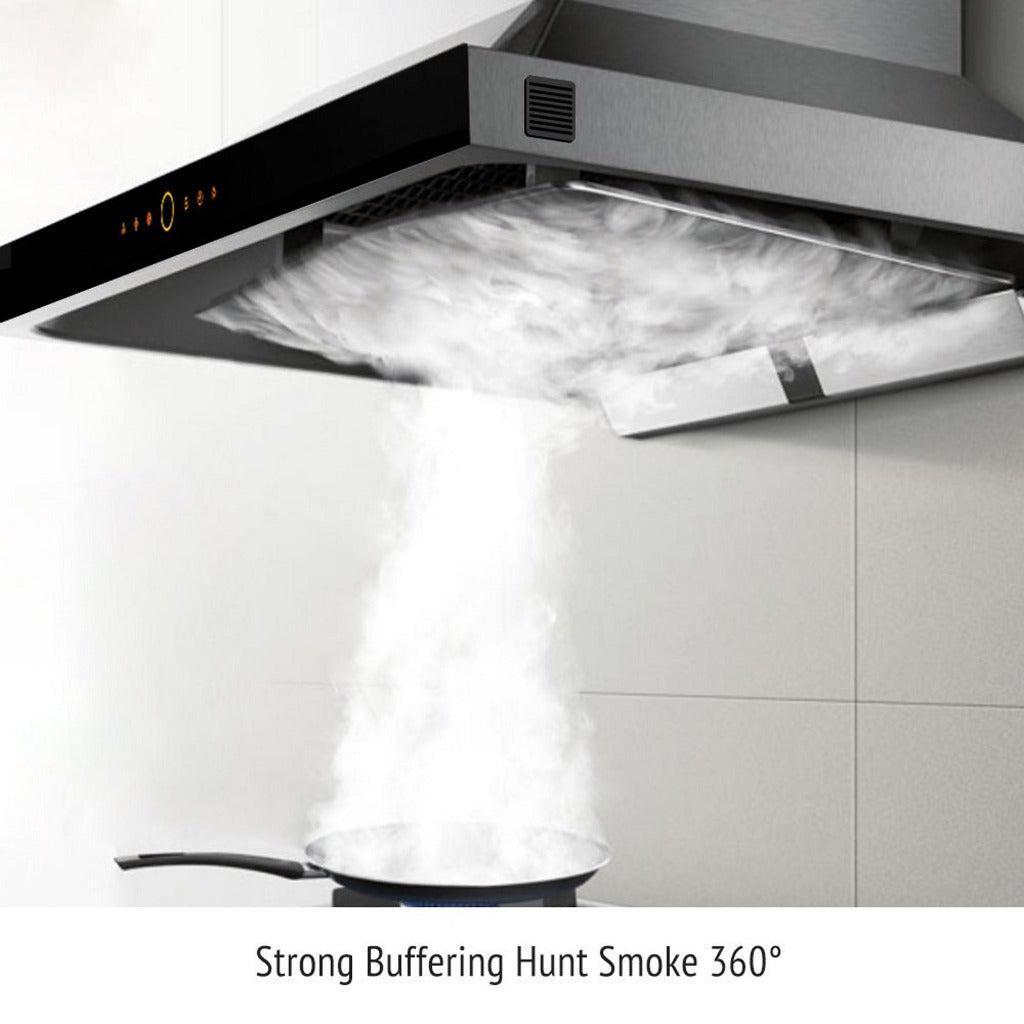 Fotile EMS9018 36-Inch 900 CFM Stainless Steel Wall Mount Range Hood with Touchscreen - Powerful Kitchen Ventilation for Smoke & Odor Removal - Perfect for Modern Home Cooking, Grilling & Stir-Frying