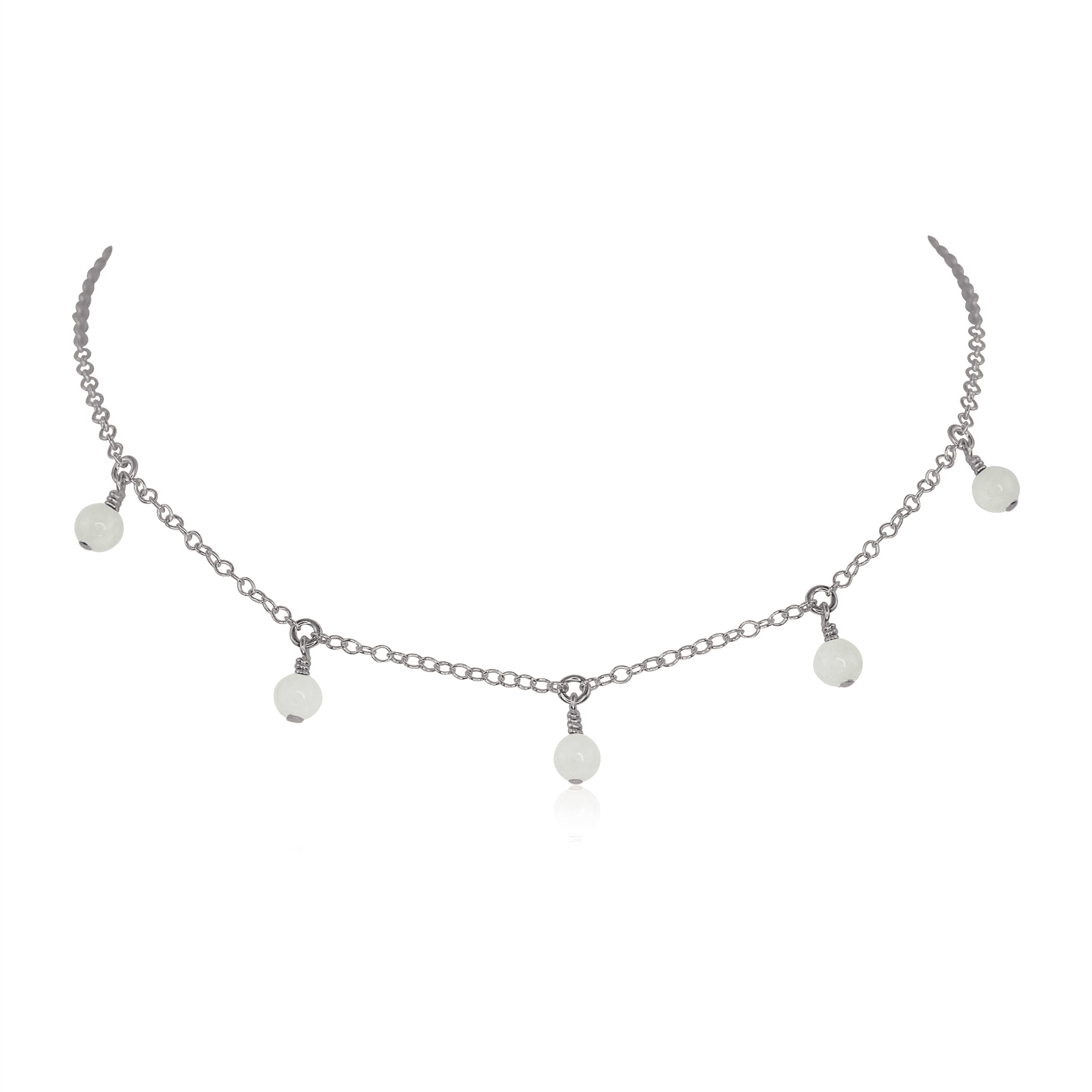 White Moonstone Bead Drop Choker Necklace - Elegant Bohemian Jewelry for Women | Perfect for Weddings, Parties & Everyday Wear