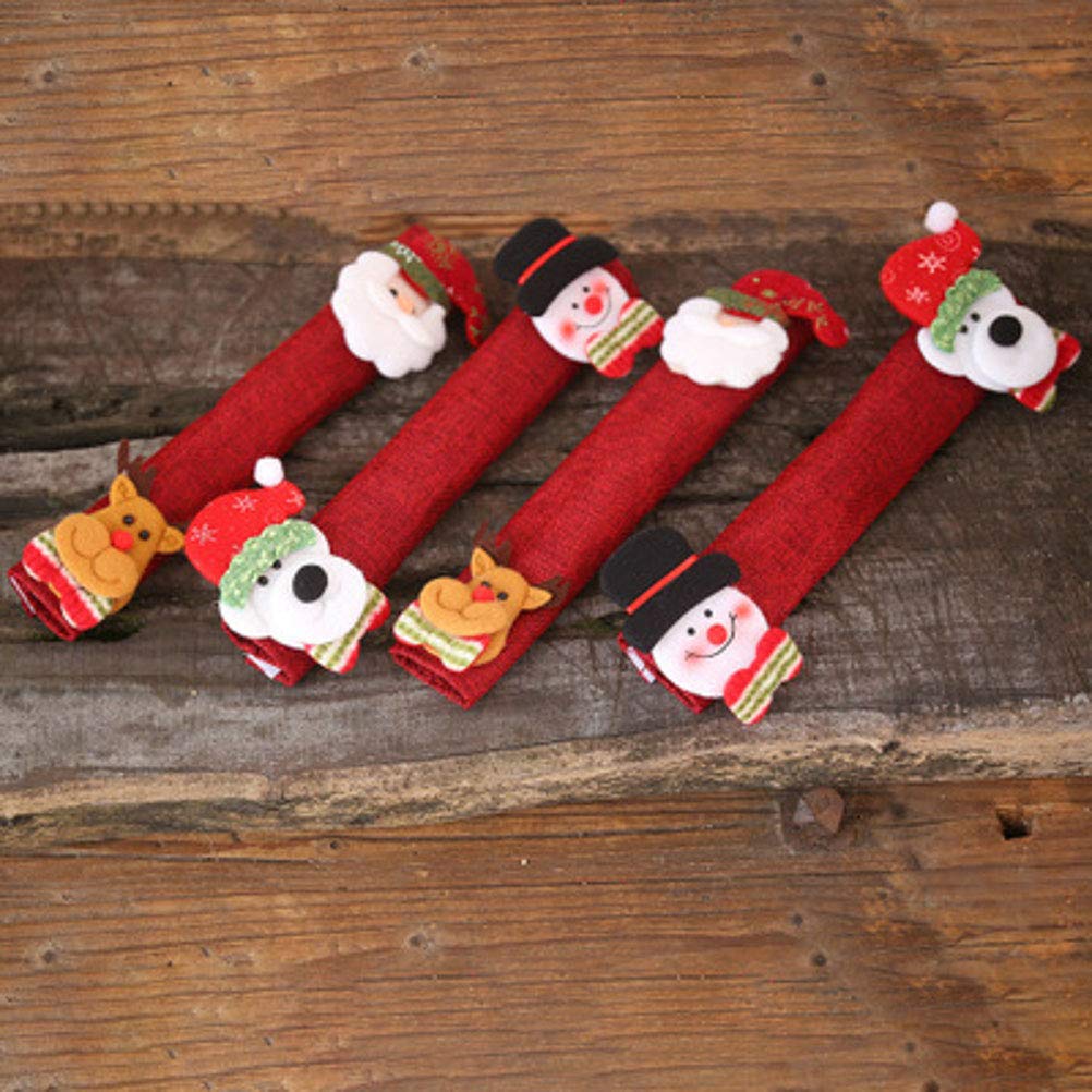 BESPORTBLE 4-Piece Christmas Refrigerator Handle Covers Set - Soft Linen Protectors for Microwave, Dishwasher & Kitchen Appliances - Festive Holiday Home Decor & Safety Accessories