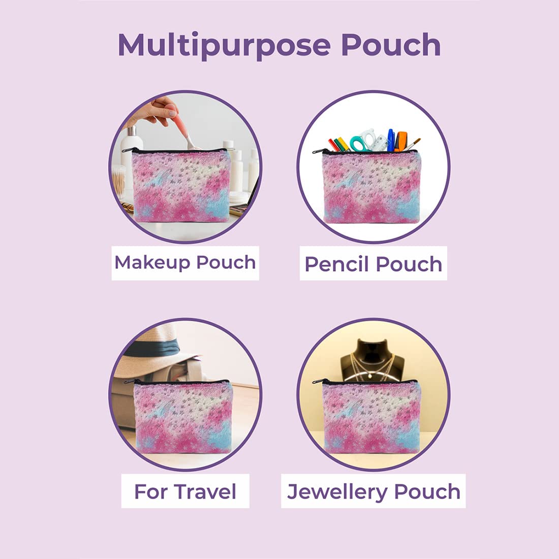 Crazyify Faux Fur Makeup Pouch - Travel Cosmetic Bag, Toiletry Organizer & Utility Pouch for Women | Perfect for Travel, Gym, and Everyday Use