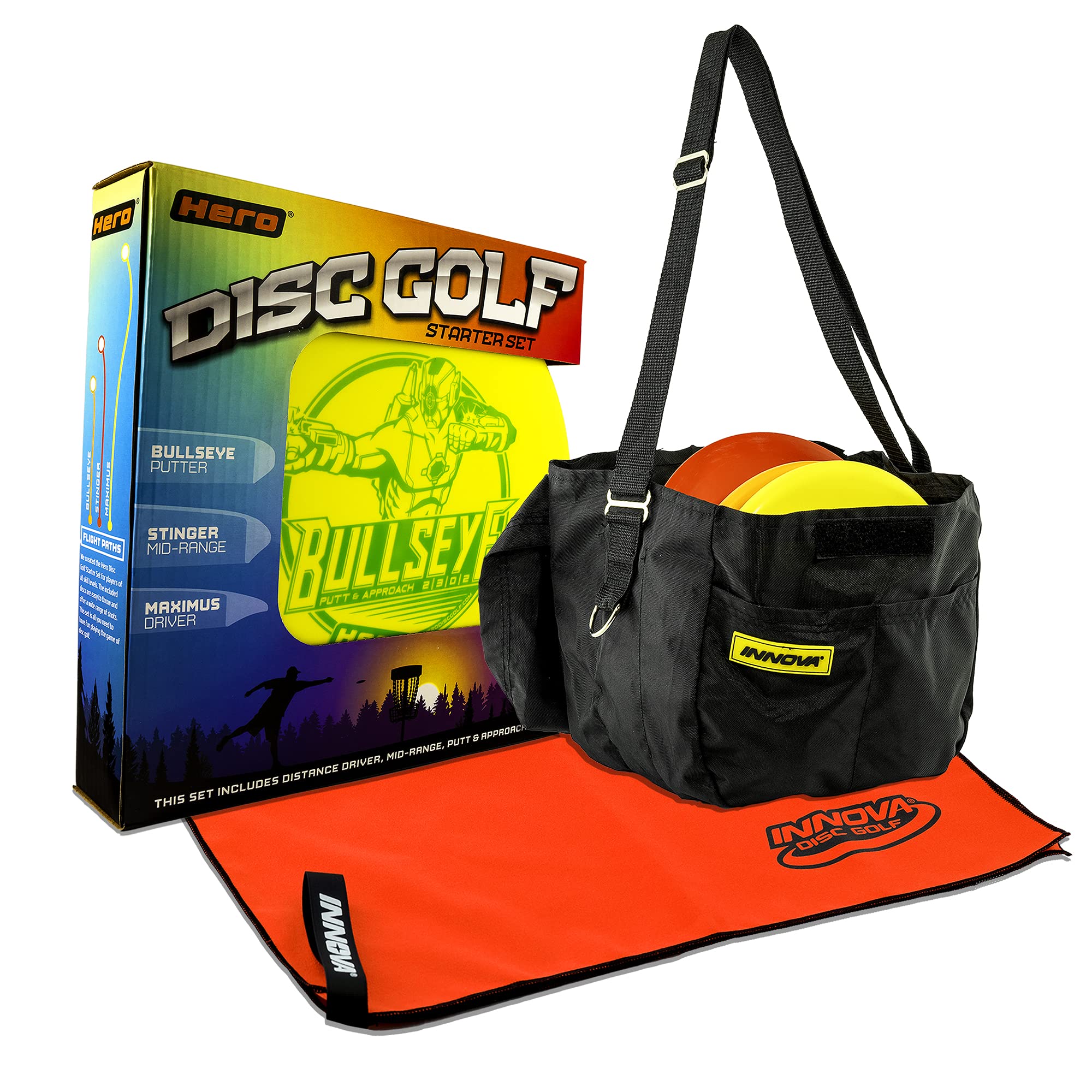 Hero Disc Golf Deluxe Set - 3 Premium Discs with Carrying Bag & Towel | Perfect for Beginners & Pros | Outdoor Sports, Backyard Games & Park Activities