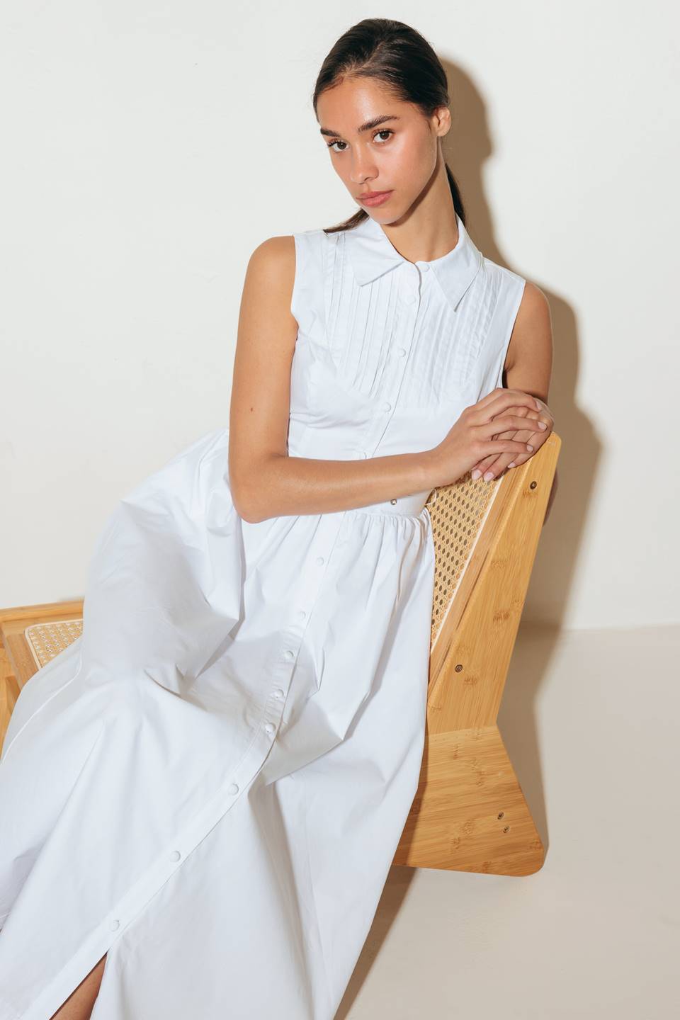North East White Woven Midi Dress - Elegant Summer Casual Dress for Women, Perfect for Beach Vacations, Brunch Dates & Outdoor Weddings