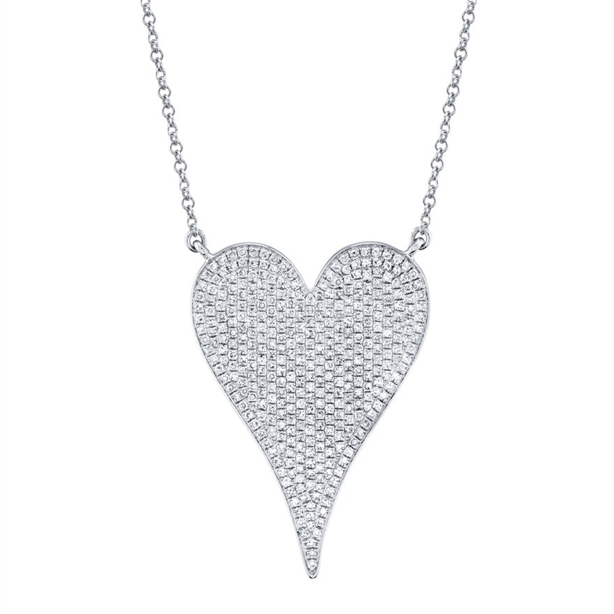 14K Gold 0.83 CTW Diamond Pave Heart Pendant Necklace for Women - Elegant Valentine's Day Gift, Anniversary Present & Romantic Date Jewelry