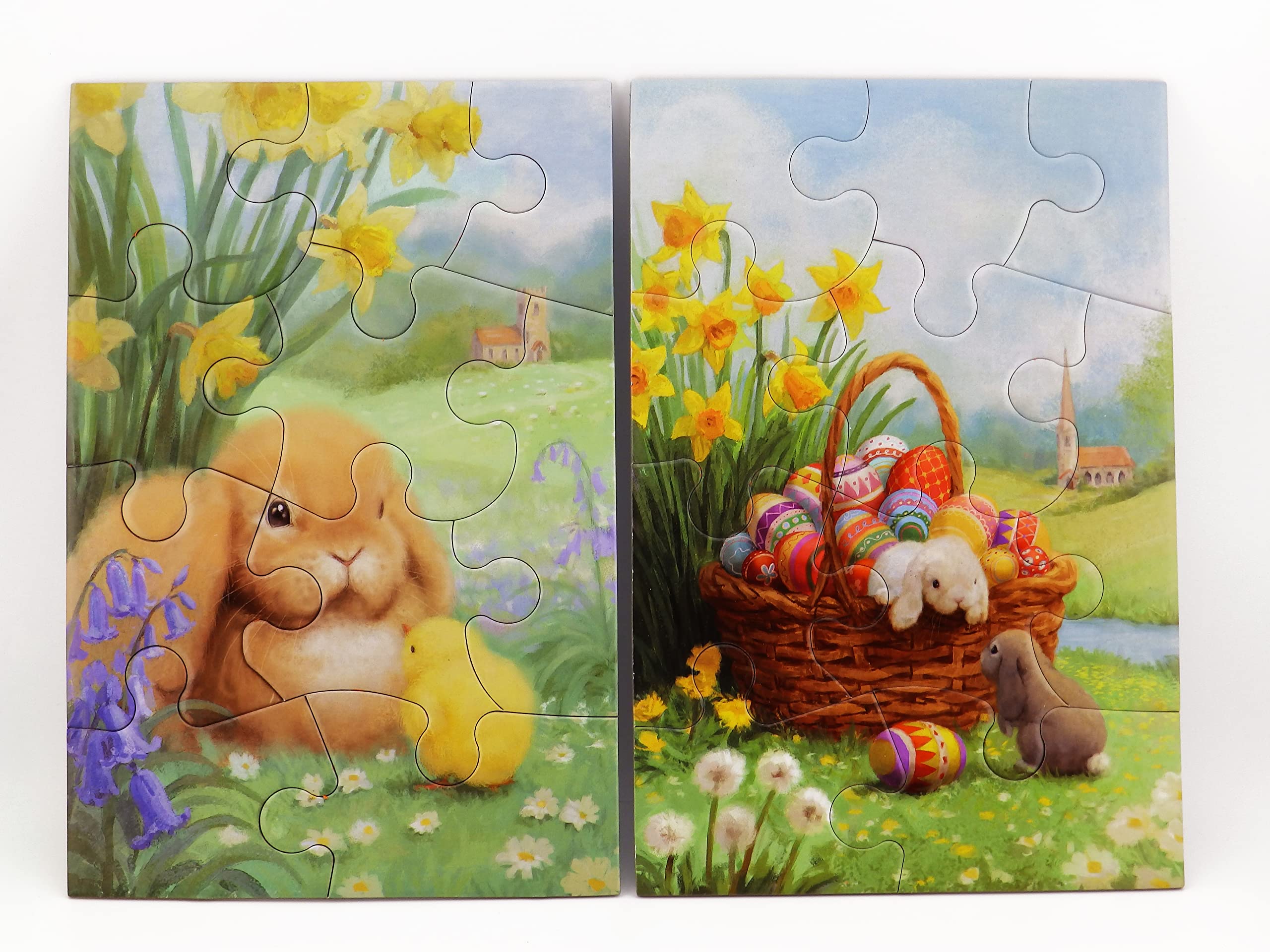 Easter Bunny Jigsaw Puzzles for Kids - 2 Pack Fun Easter Basket Stuffers & Educational Toys for Children | Perfect for Easter Gifts, Party Favors, and Family Game Night
