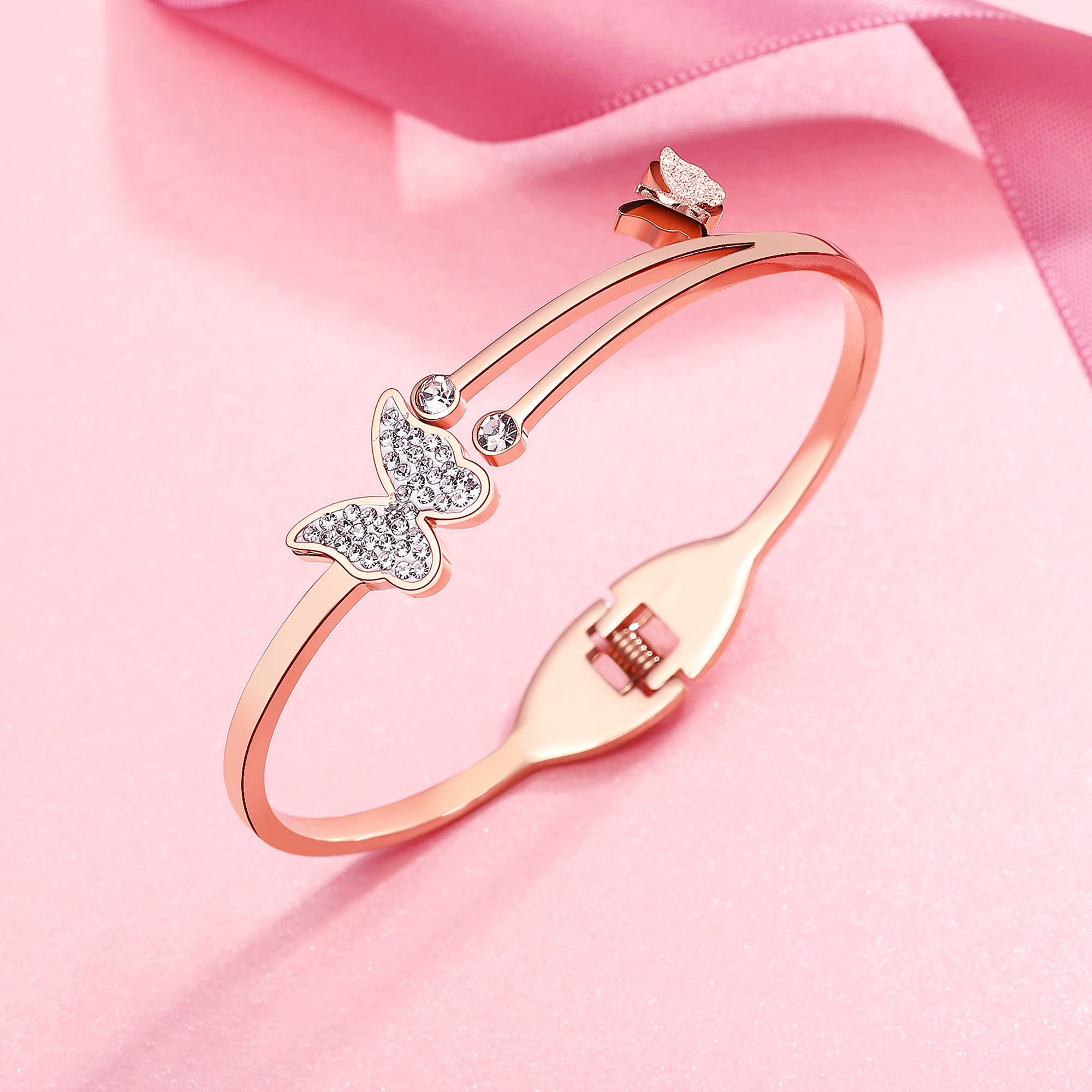 Rose Gold Cuff Bracelets for Women - Elegant Jewelry Gift for Birthday, Mother's Day, Anniversary | Perfect for Mom, Wife, Daughter, Sister & Friends | Great for Parties, Weddings & Everyday Wear
