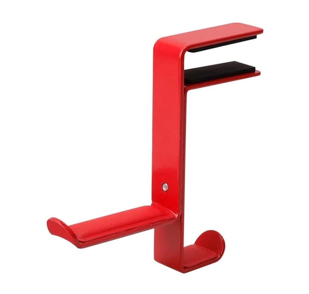 Universal Headphone Stand with Desk Mount - Space Saving Headset Holder for Office & Gaming - Bracket Display Rack with Table Clamp (Color: Red) - Perfect for Organizing Headsets on Desks, Workstations & Gaming Setups