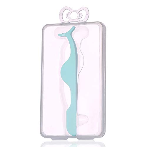Professional False Eyelash Extension Tweezers & Remover Clip - Precision Lash Applicator Tool (Green) for Salon, Home Use & DIY Makeup