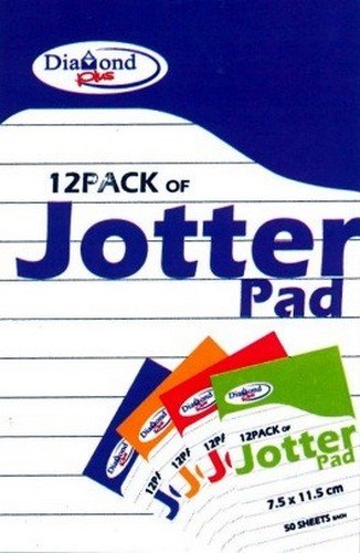 A7 Diamond Plus Jotter Notepads - Pack of 12, 50 Ruled Sheets Each - Premium Writing Pads for Office, School & Creative Note Taking