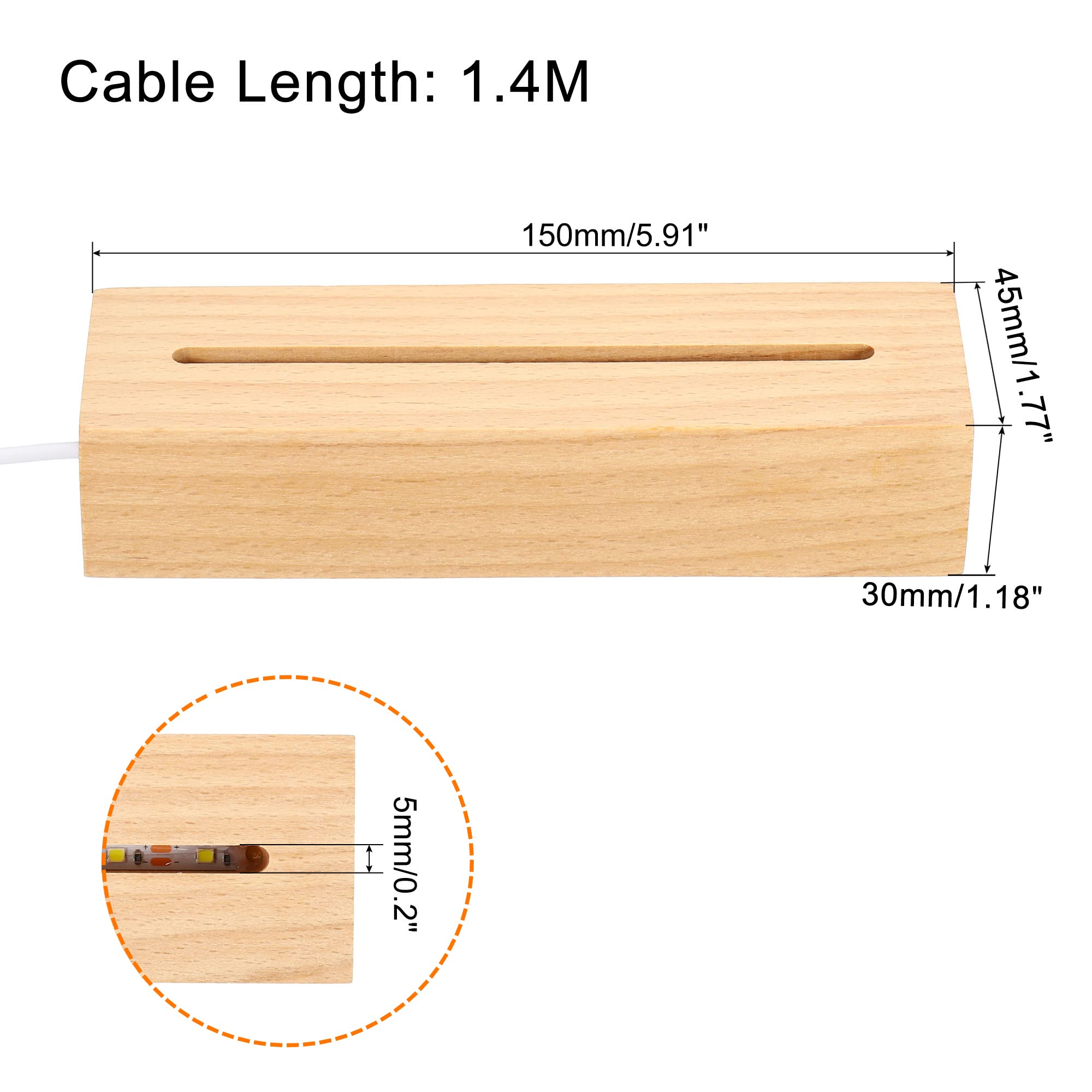 PATIKIL Wooden LED Light Base Stand - 5.91