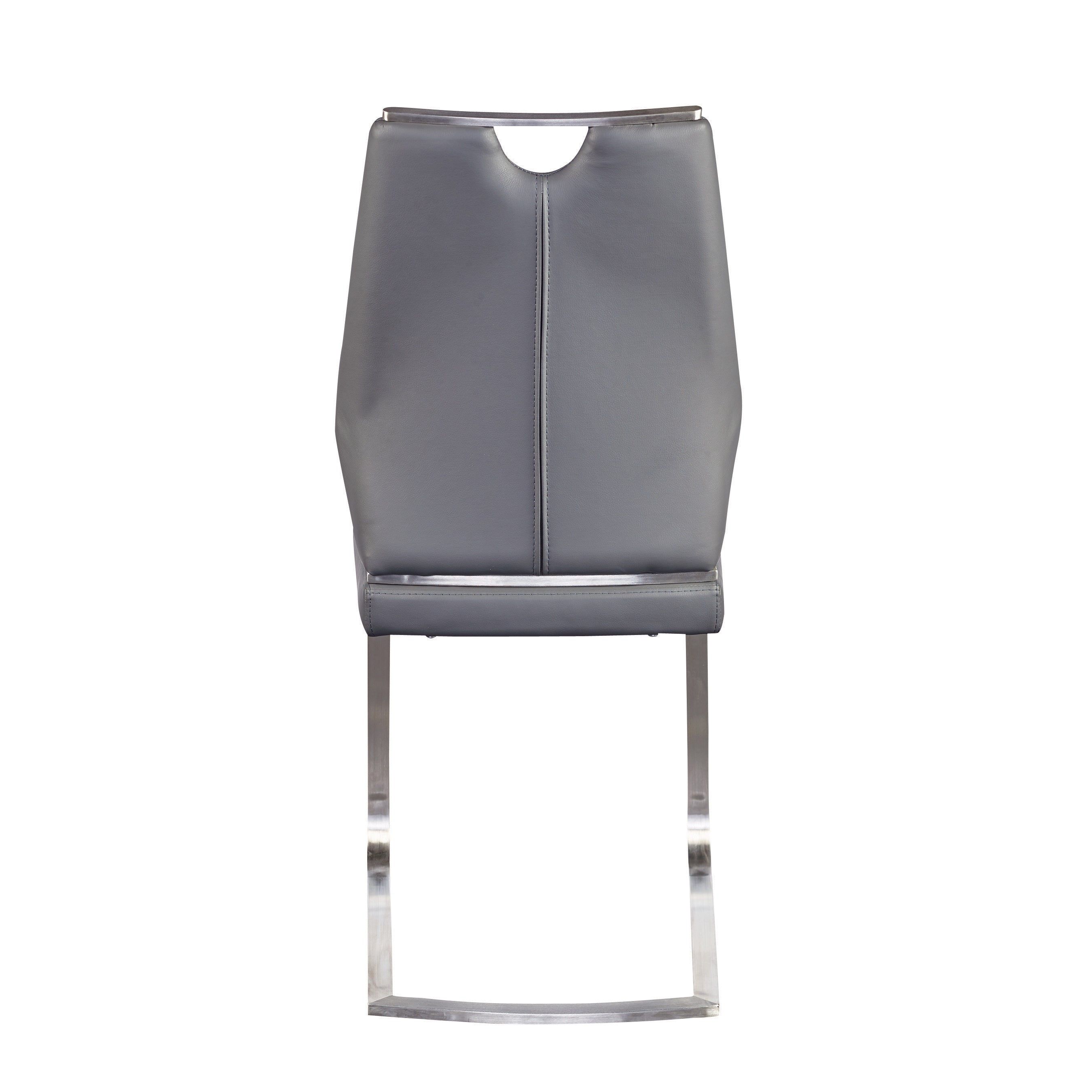 Lexington Side Leather Chair in Brushed Stainless Steel - Set of 2 Modern Dining Chairs for Home & Office | Perfect for Dining Rooms, Conference Tables & Lounge Areas