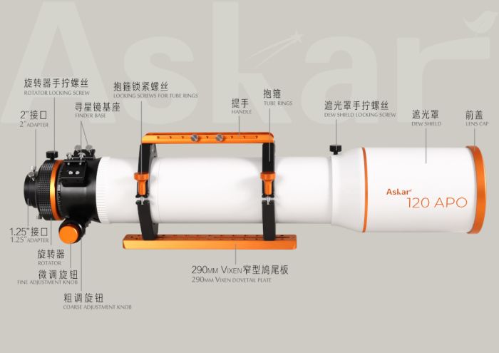Askar 120 APO Triplet 120mm f/7 Refractor Telescope OTA - Premium Astrophotography & Stargazing for Deep Space Observation