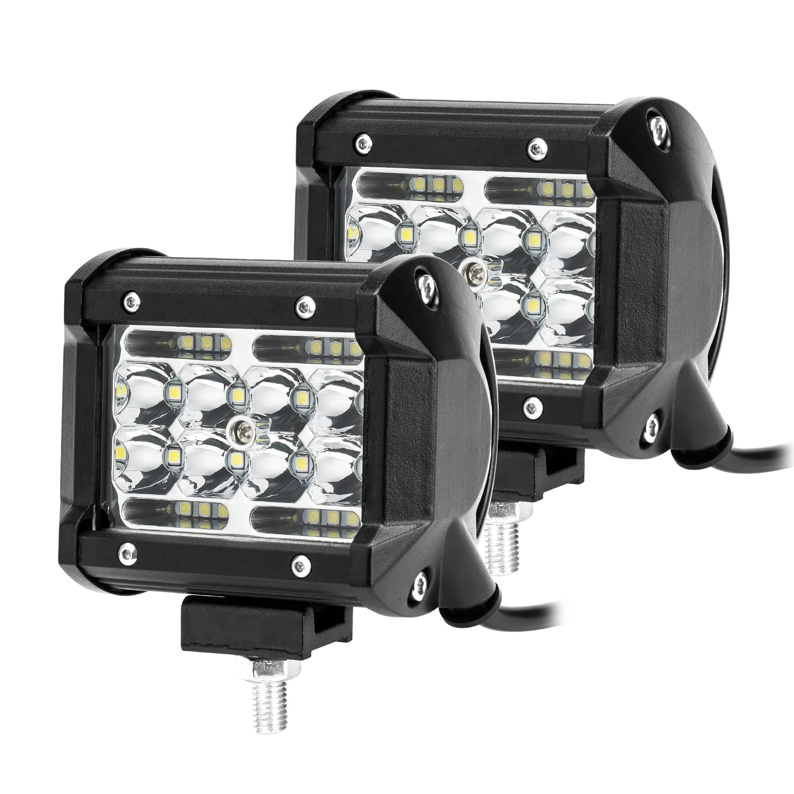 YCHOW-TECH 4 Inch 120W 12000LM LED Pod Lights - Flood Spot Combo Beam Off Road Lights for Trucks, Pickups, ATV, UTV, SUV, Trailers & Boats - Waterproof Fog Driving Work Lights (White) - Perfect for Off-Roading, Camping & Night Driving