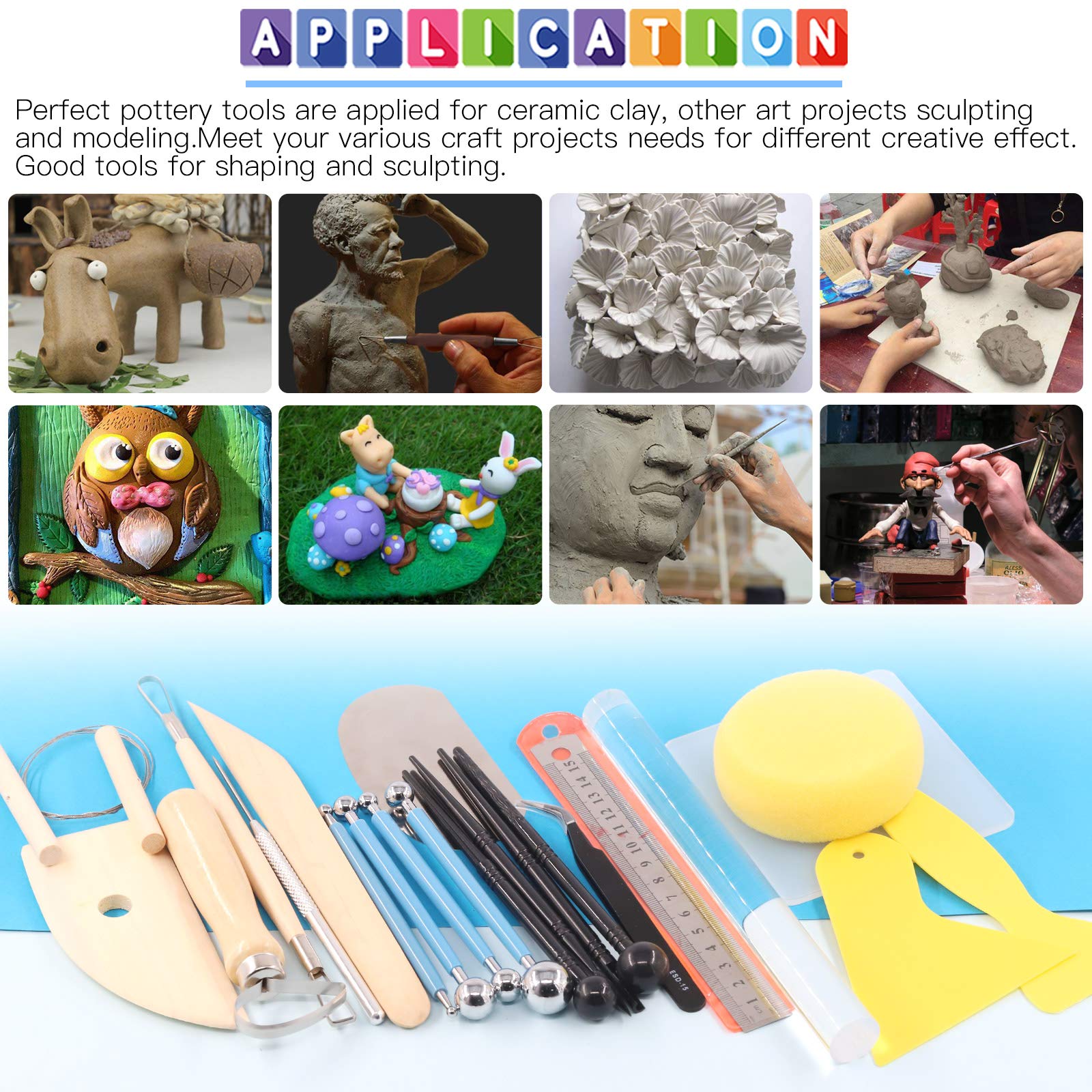 Glarks 22-Piece Professional Clay Sculpting Tools Set - Carving, Modeling & Embossing Kit with Ball Stylus for Polymer Clay, Ceramics, Nail Art & DIY Crafts | Perfect for Artists, Beginners & Hobbyists