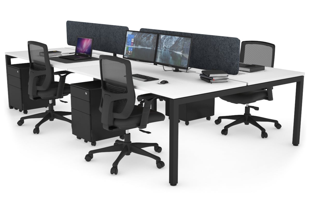 4-Person Office Workstation with Quadro Square Legs - 1800L x 800W Desk with Cable Management Scallop | Perfect for Collaborative Workspaces & Open Office Environments