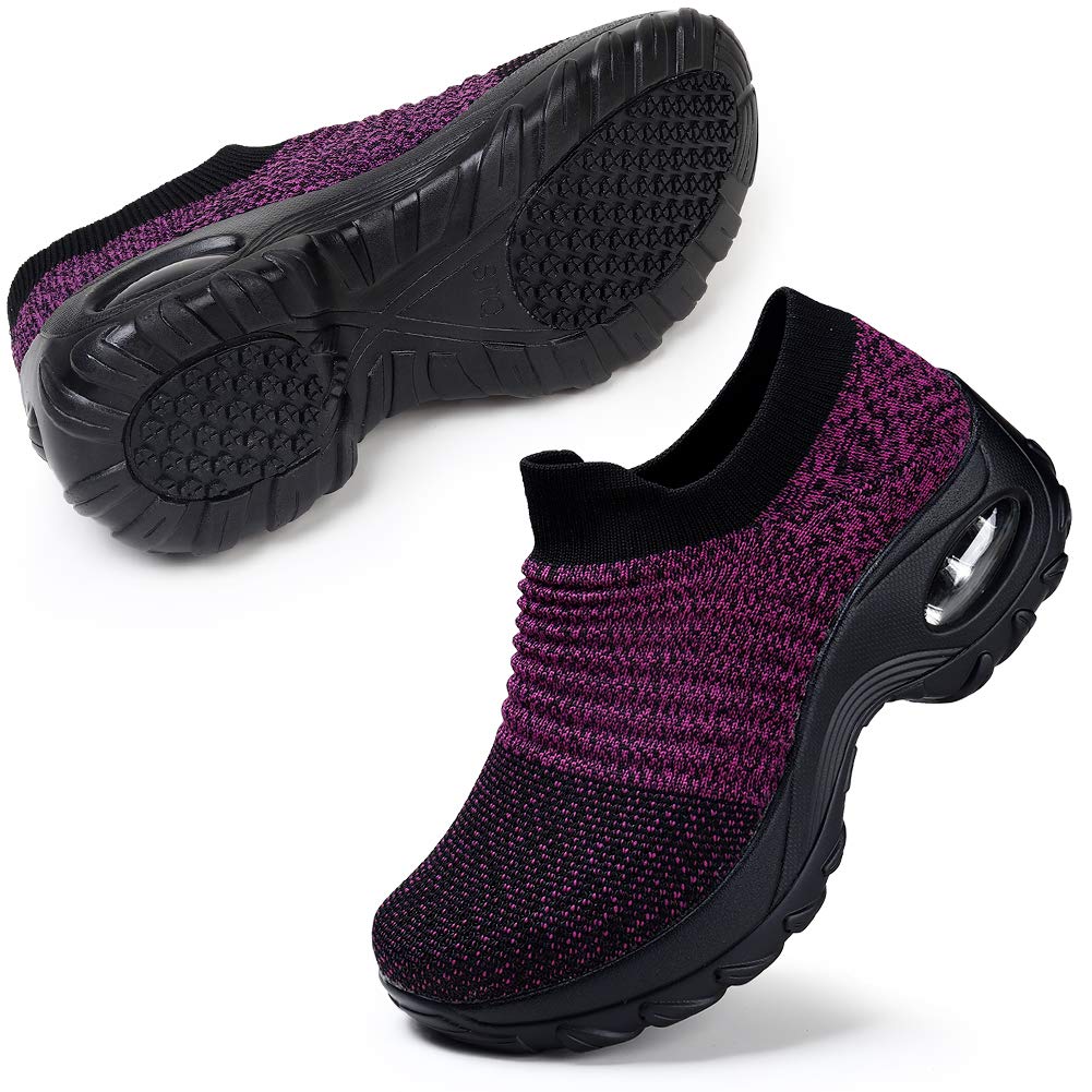 STQ Women's Slip On Breathe Mesh Walking Shoes - Comfortable Fashion Sneakers with Wedge Platform for Casual Wear, Work & Travel | Lightweight Loafers for Everyday Use