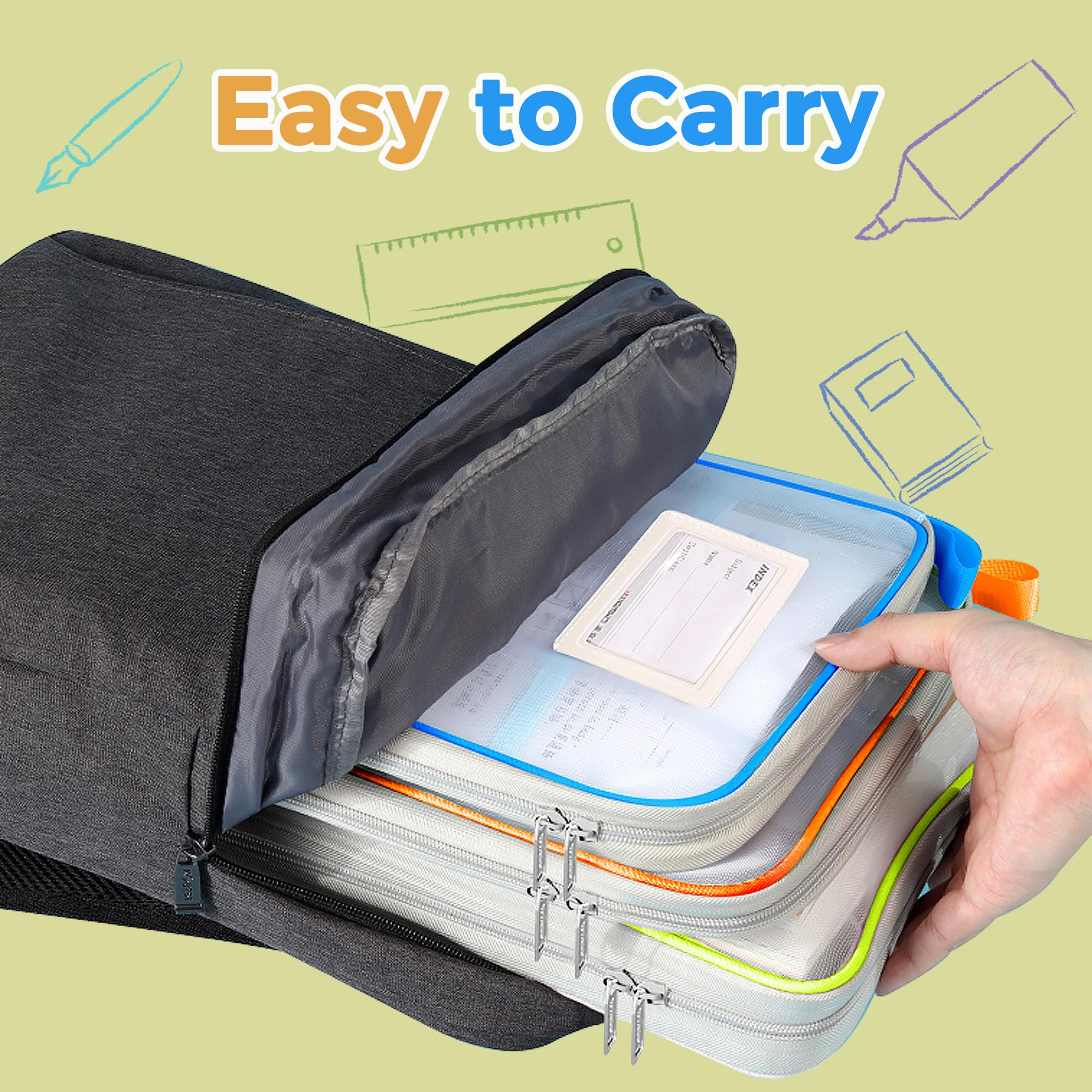Mesh Zipper Pouch 14.8x10.8 Inch - 4 Pack Transparent Lightweight Nylon File Folders, A4 Size Multi-Layer Document Organizer for Office, School, Travel & Home Organization (Perfect for Files, Stationery & Accessories Storage)