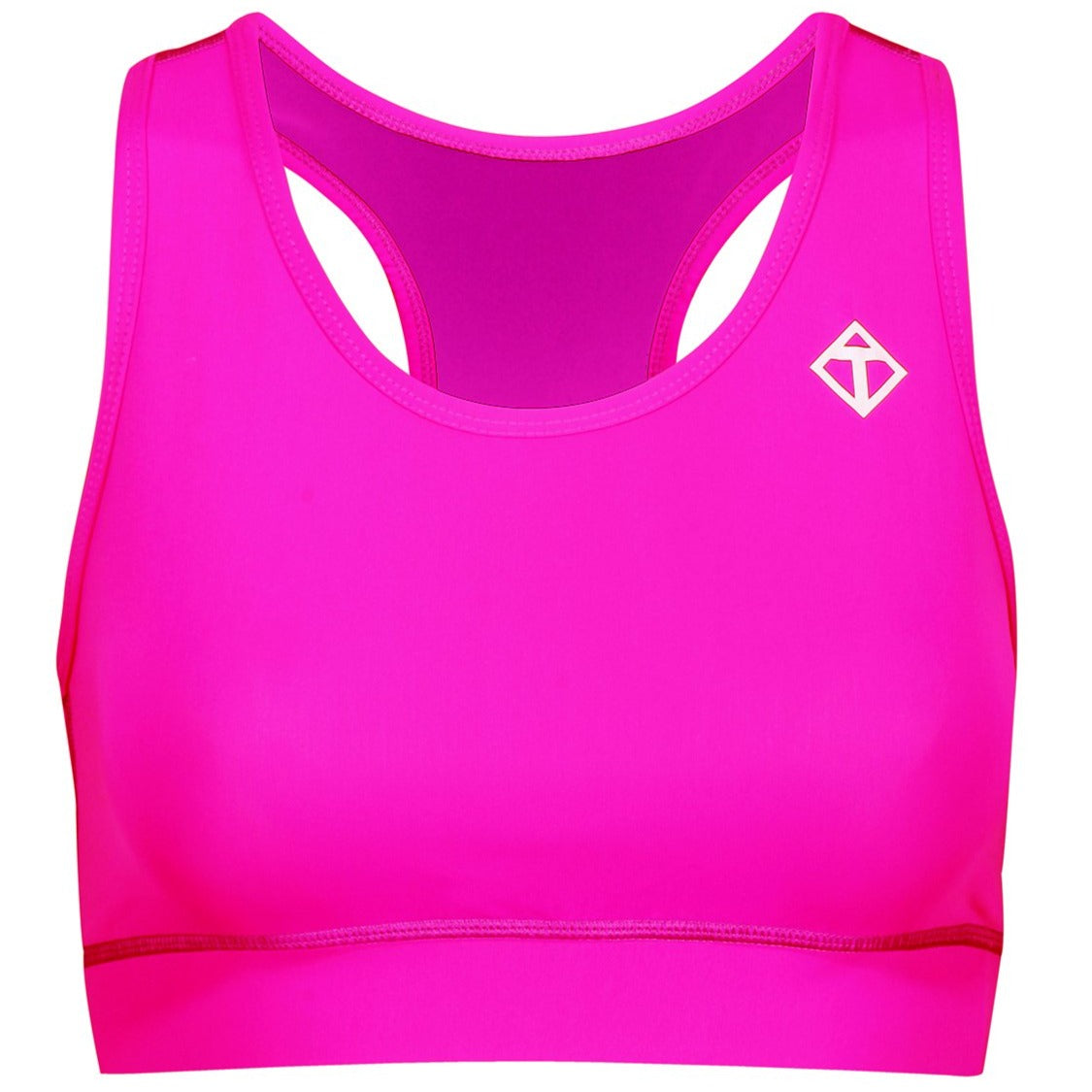 Neon Pink Racerback Sports Bra for Women - High Support Workout Top for Running, Yoga & Gym - Breathable Seamless Activewear