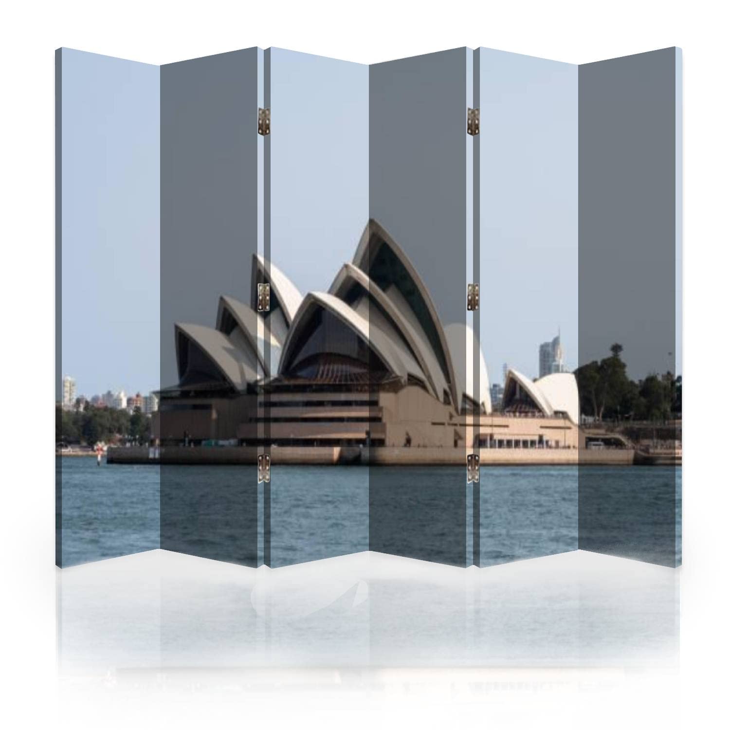 6-Panel Canvas Room Divider Screen - Sydney Opera House View from Harbour Boat | Folding Privacy Partition for Bedroom, Office & Living Space | Home Decor & Space Separator