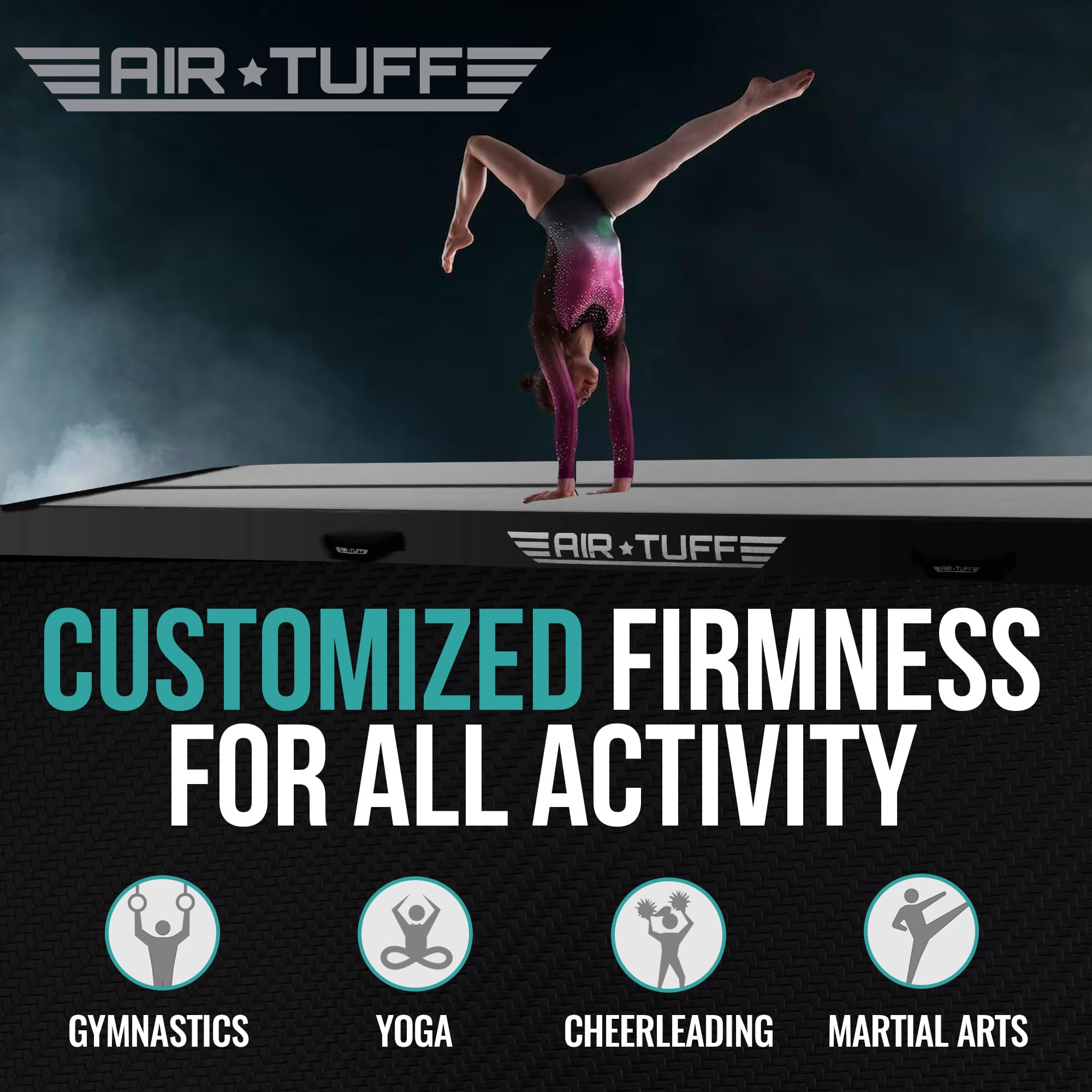 Inflatable Gymnastics Mat with Electric Pump - Foldable Air Tumbling Track for Home Gym, Yoga & Cheerleading | Includes Carrying Bag | Ideal for Kids & Adults | Indoor & Outdoor Training Equipment for Gymnastics, Fitness & Play